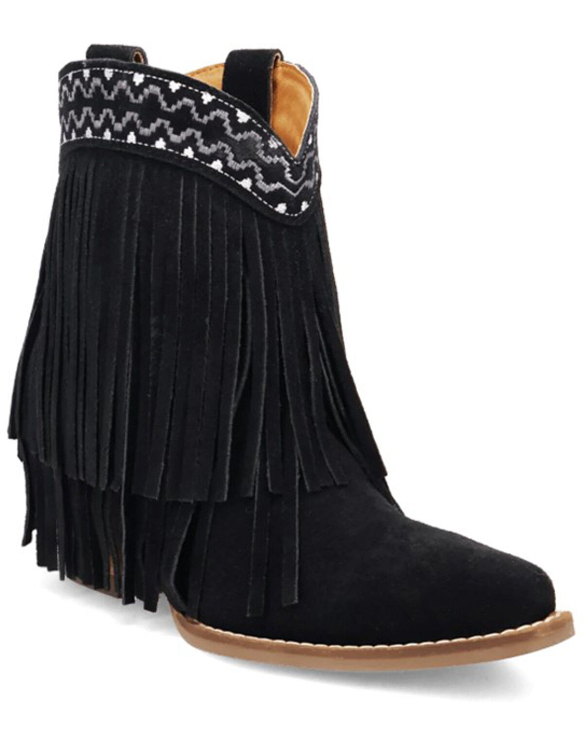 Dingo Women's Tapadero Suede Fringe Western Booties - Round Toe