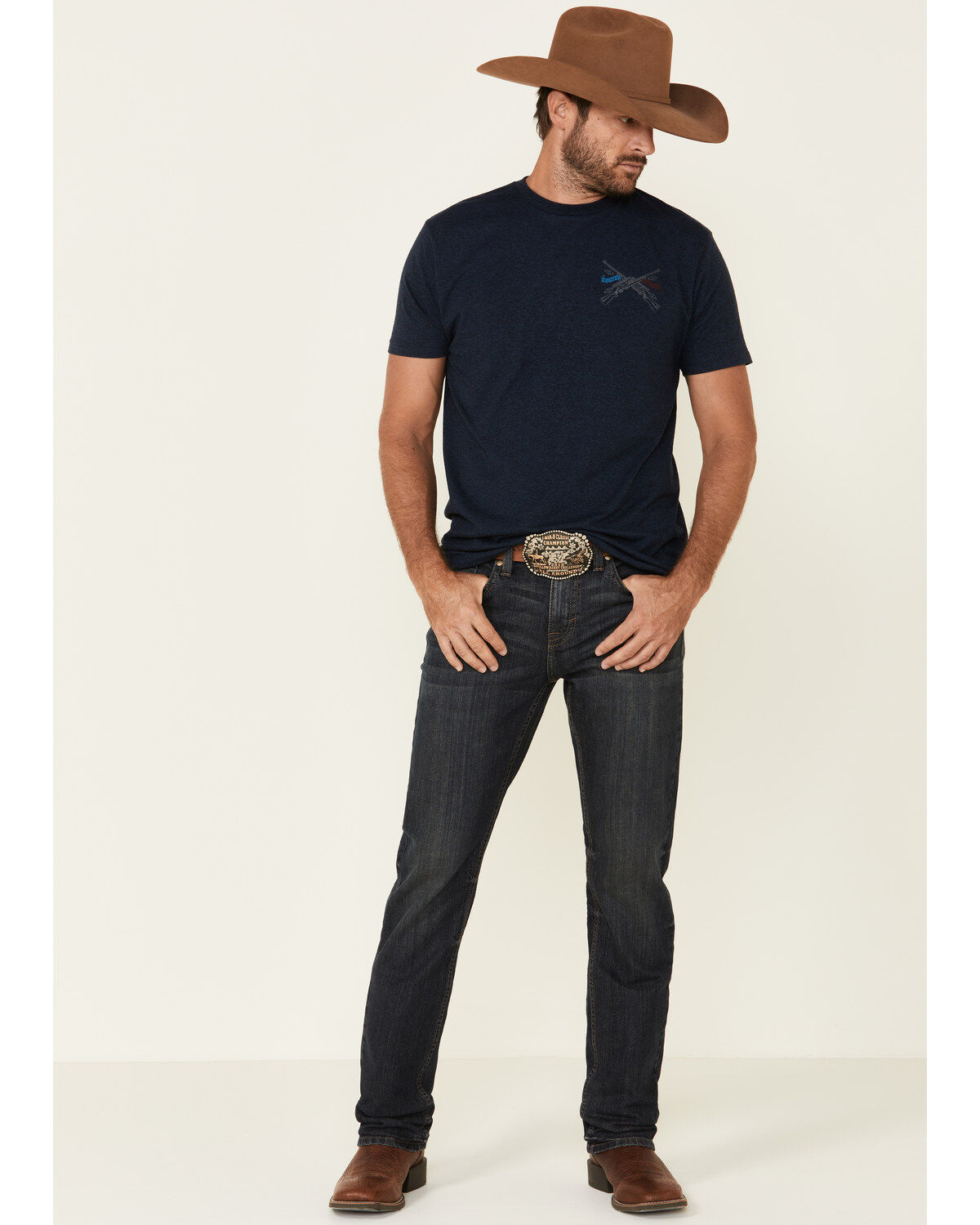 Cody James Men's Barn Sour Dark Wash Slim Straight Stretch Denim Jeans