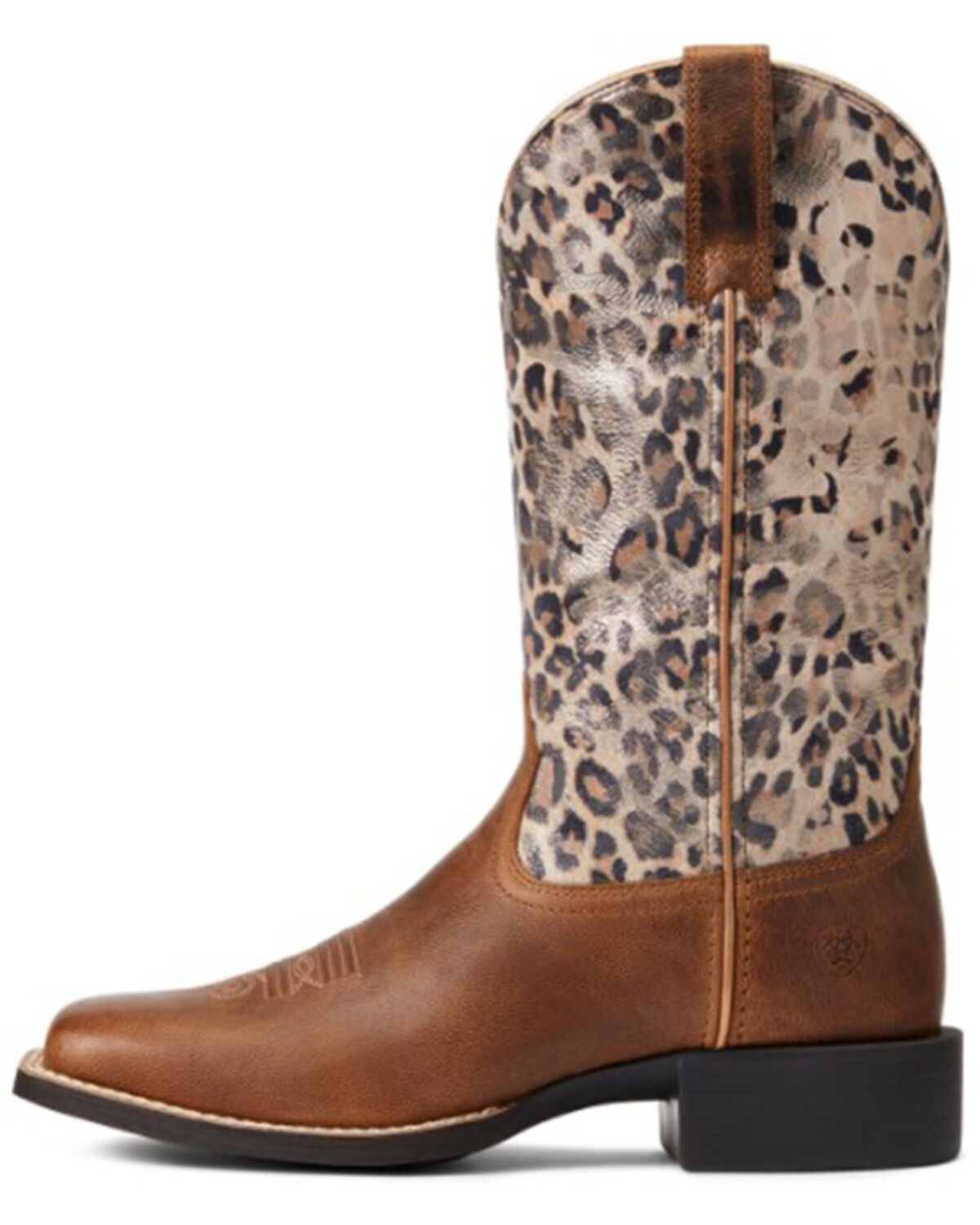 Ariat Women's Round Up Leopard Print Western Performance Boots - Broad Square Toe