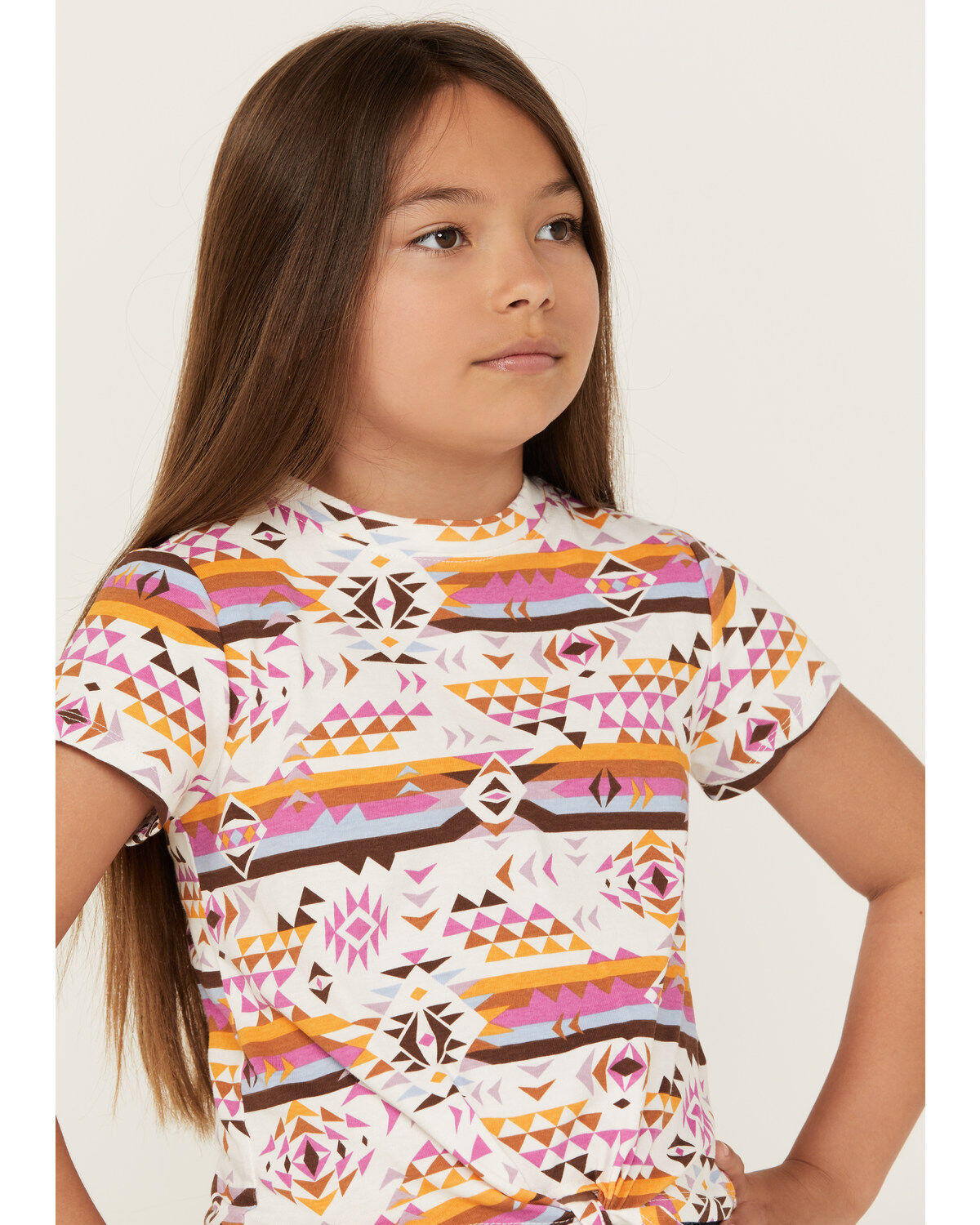 Shyanne Girls' Southwestern Print Knit Tie Top