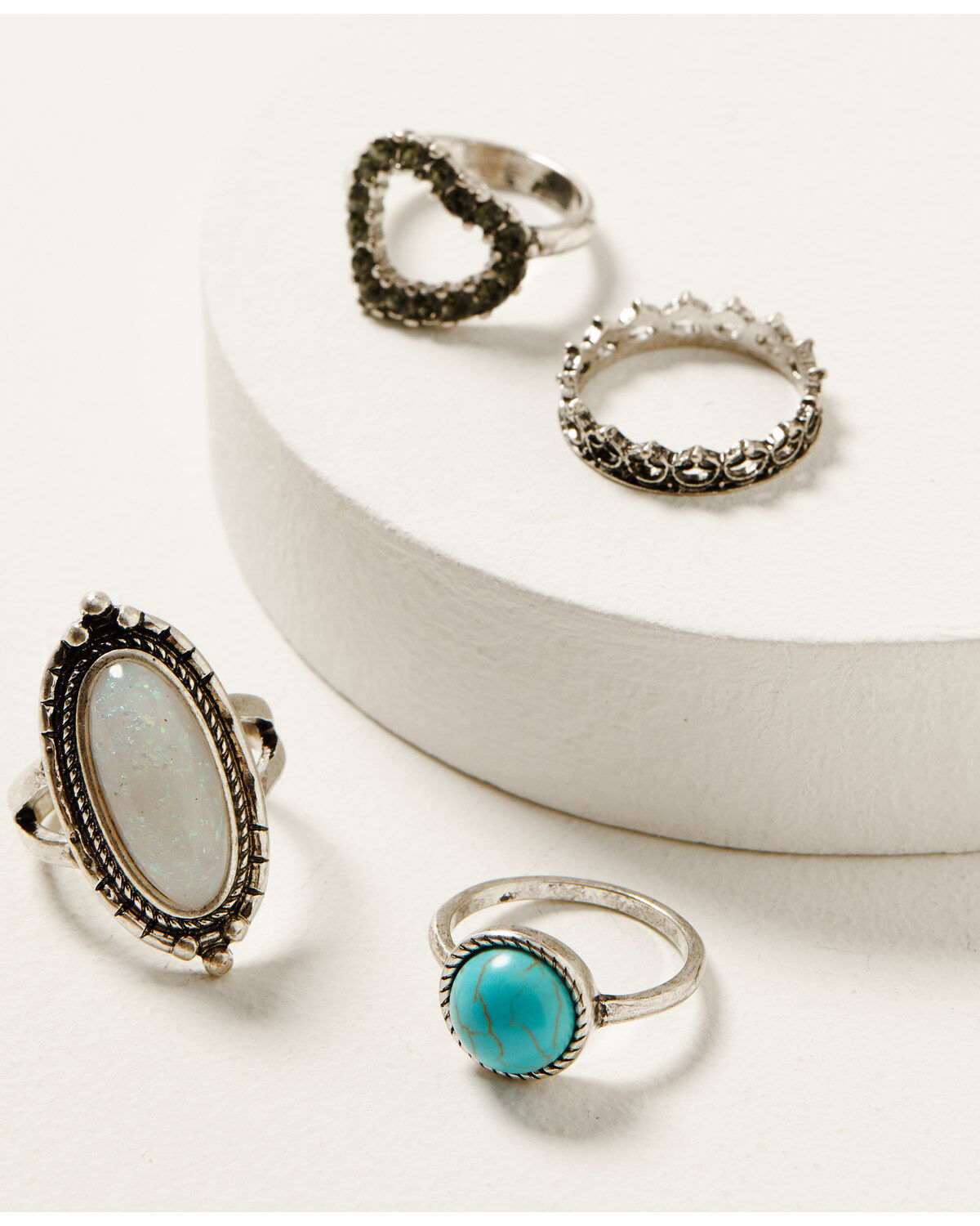 Shyanne Women's Rhinestone & Mixed Stone Ring Set - 4-Piece