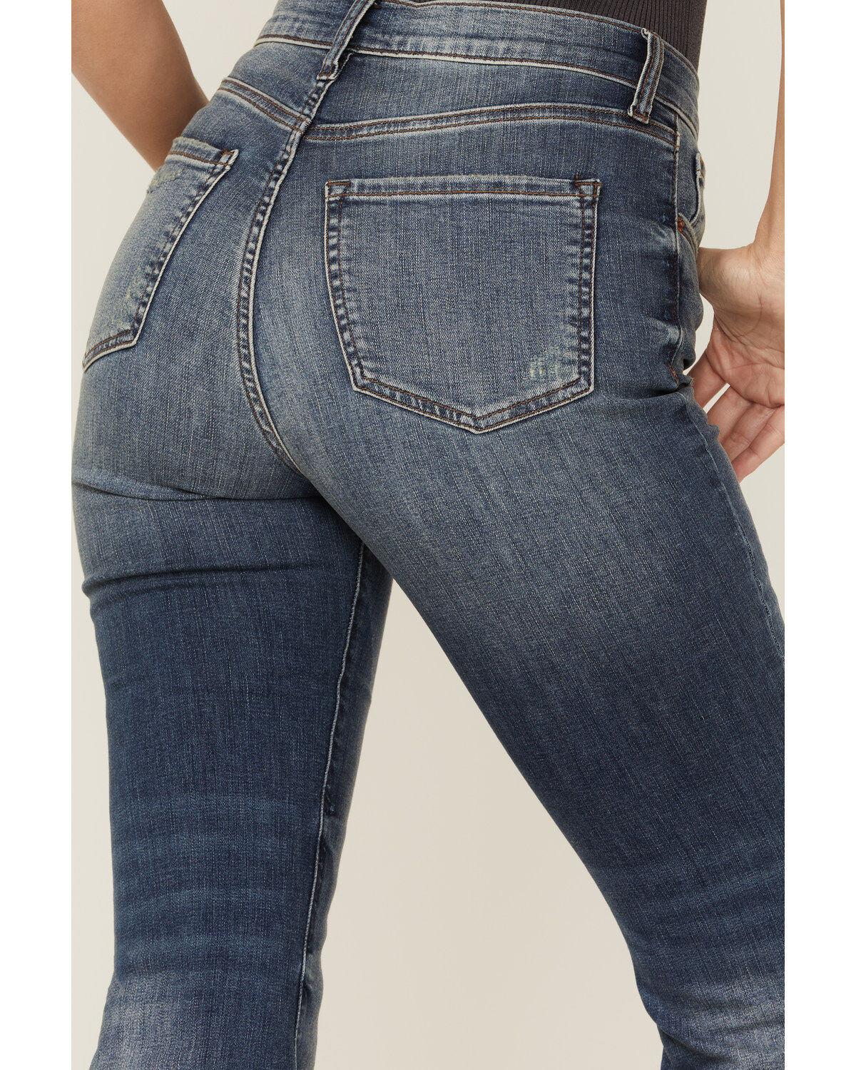 Sneak Peek Women's Vintage High Rise Raw Hem Dark Flare Jeans