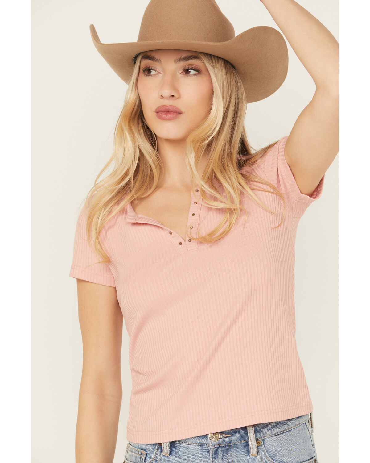 Shyanne Women's Studded Rib Knit V-Neck Top