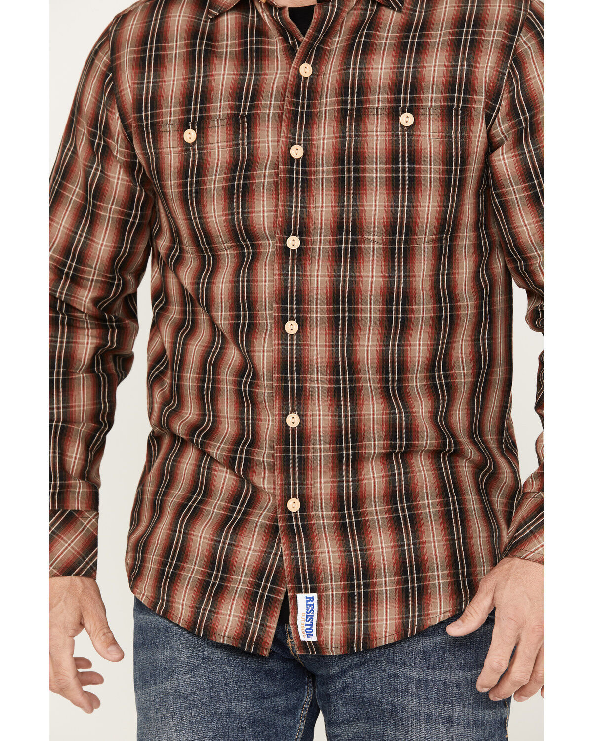 Resistol Men's Hayden Plaid Print Long Sleeve Button Down Western Shirt