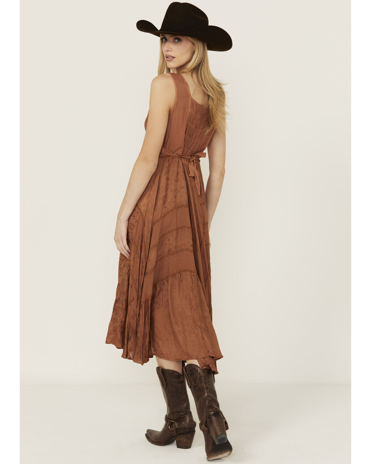 Scully Women's Lace-Up Jacquard Midi Dress