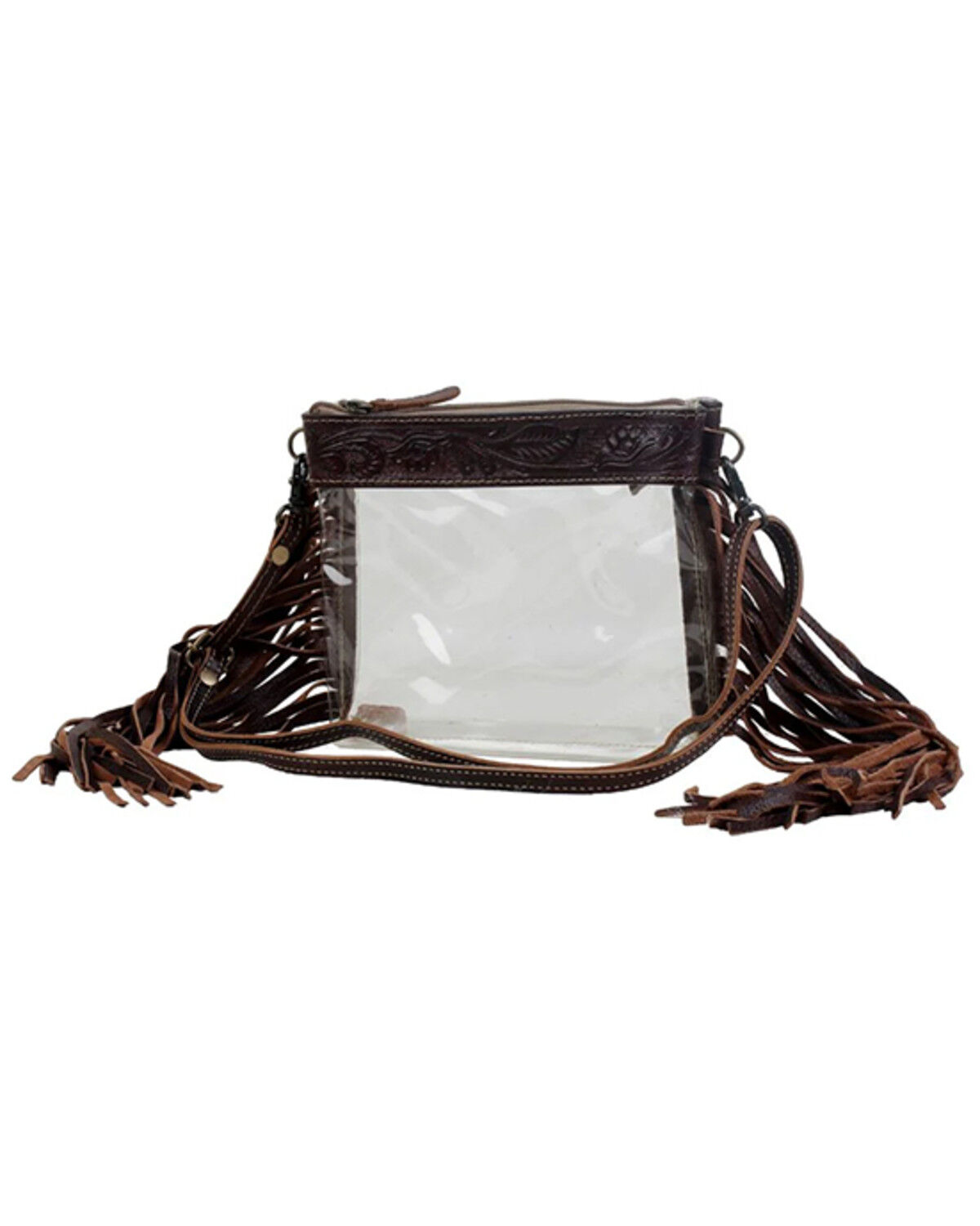 Montana West Women's Fringe Stadium Clear Crossbody Bag