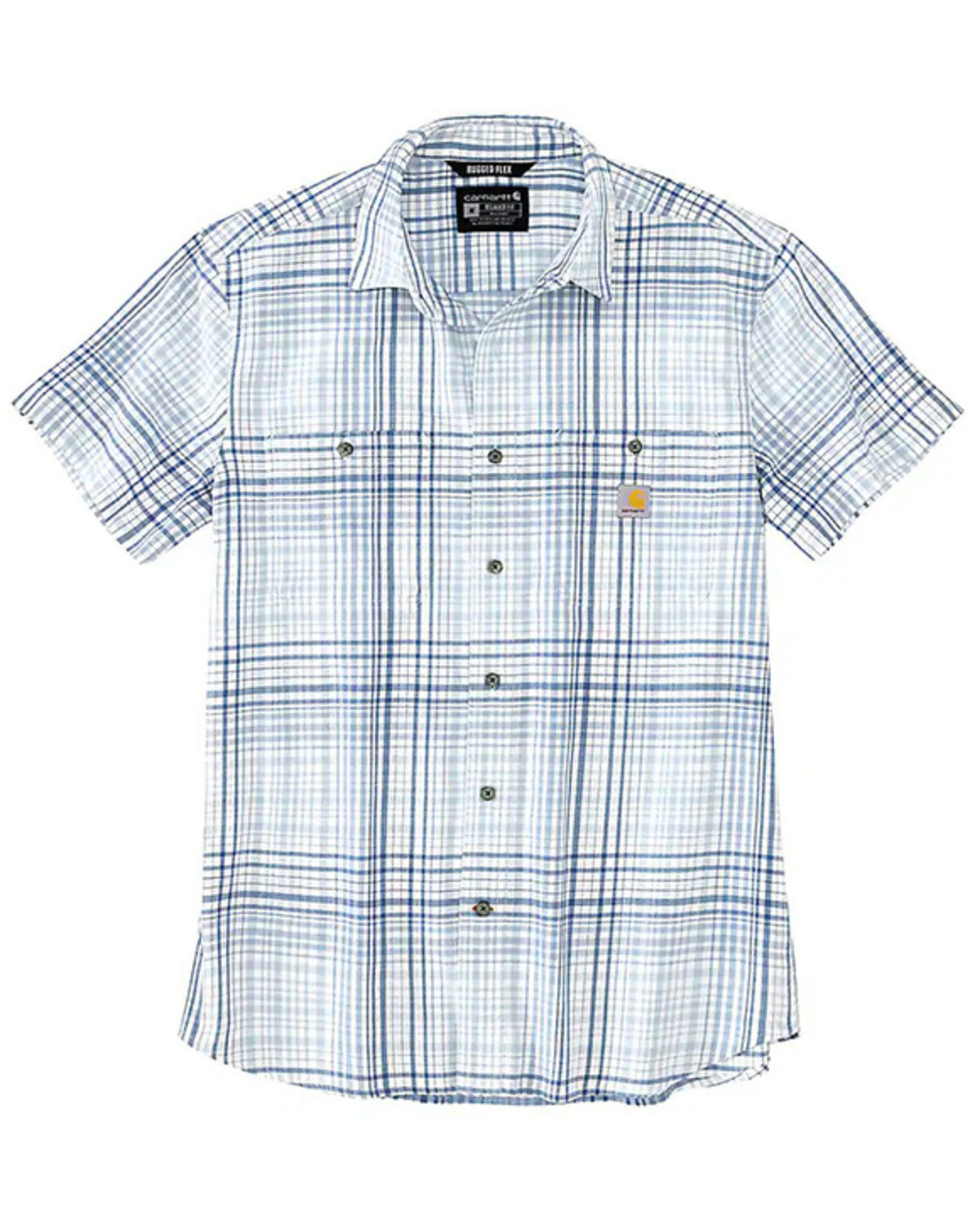 Carhartt Men's Rugged Flex Relaxed Fit Lightweight Plaid Print Short Sleeve Button-Down Stretch Work Shirt - Tall
