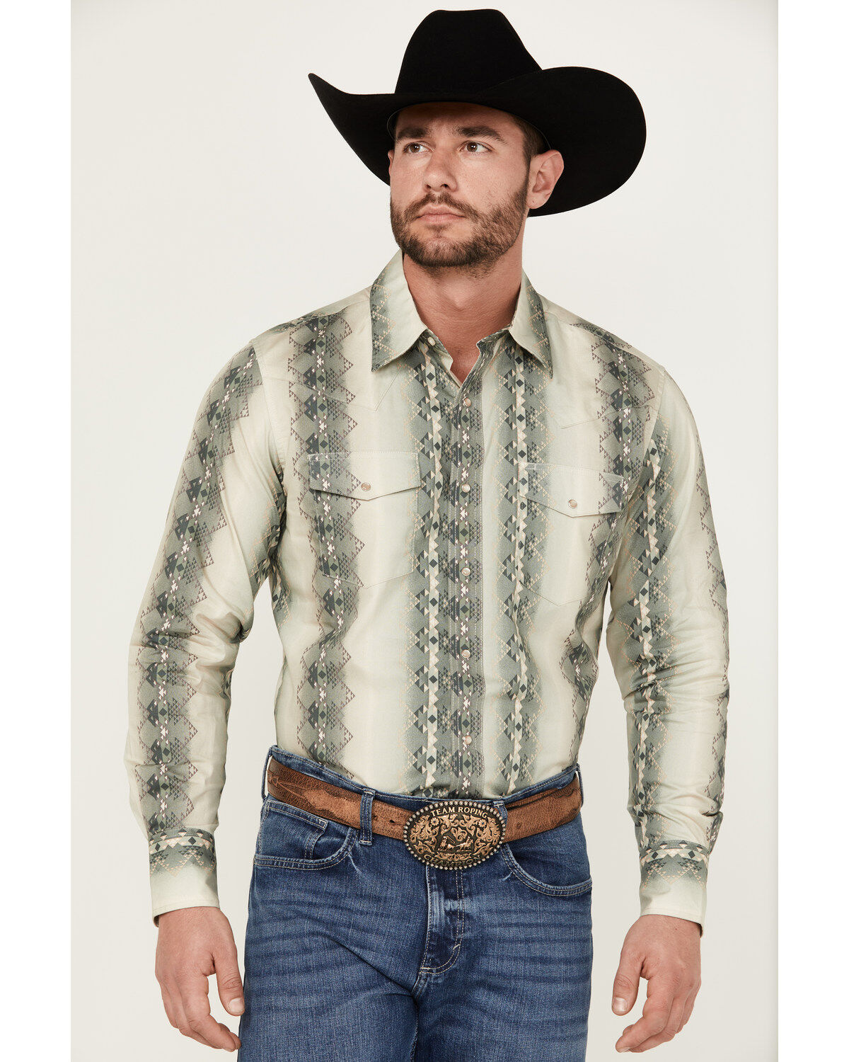 Wrangler Men's Checotah Long Sleeve Pearl Snap Western Shirt - Tall