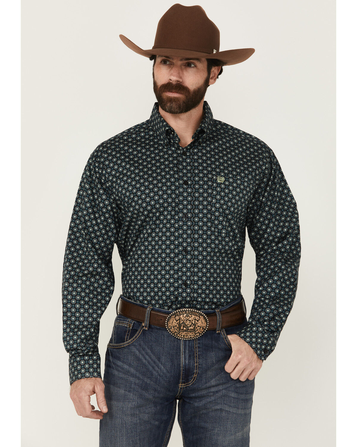 Cinch Men's Geo Print Long Sleeve Button-Down Western Shirt