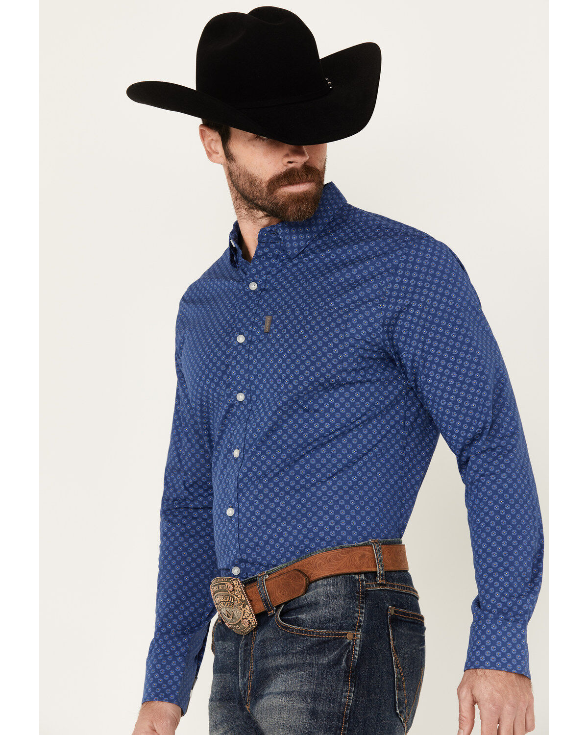 Ariat Men's Maxwell Geo Print Long Sleeve Button-Down Stretch Western Shirt