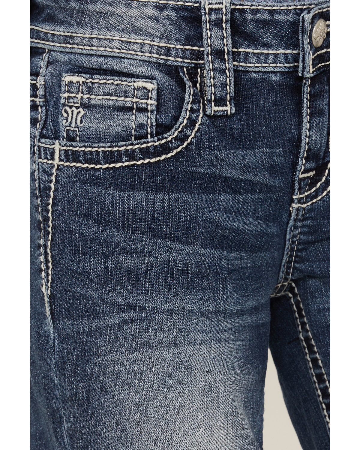 Miss Me Girls' Medium Wash Mid Rise Sequin Butterfly Skinny Jeans