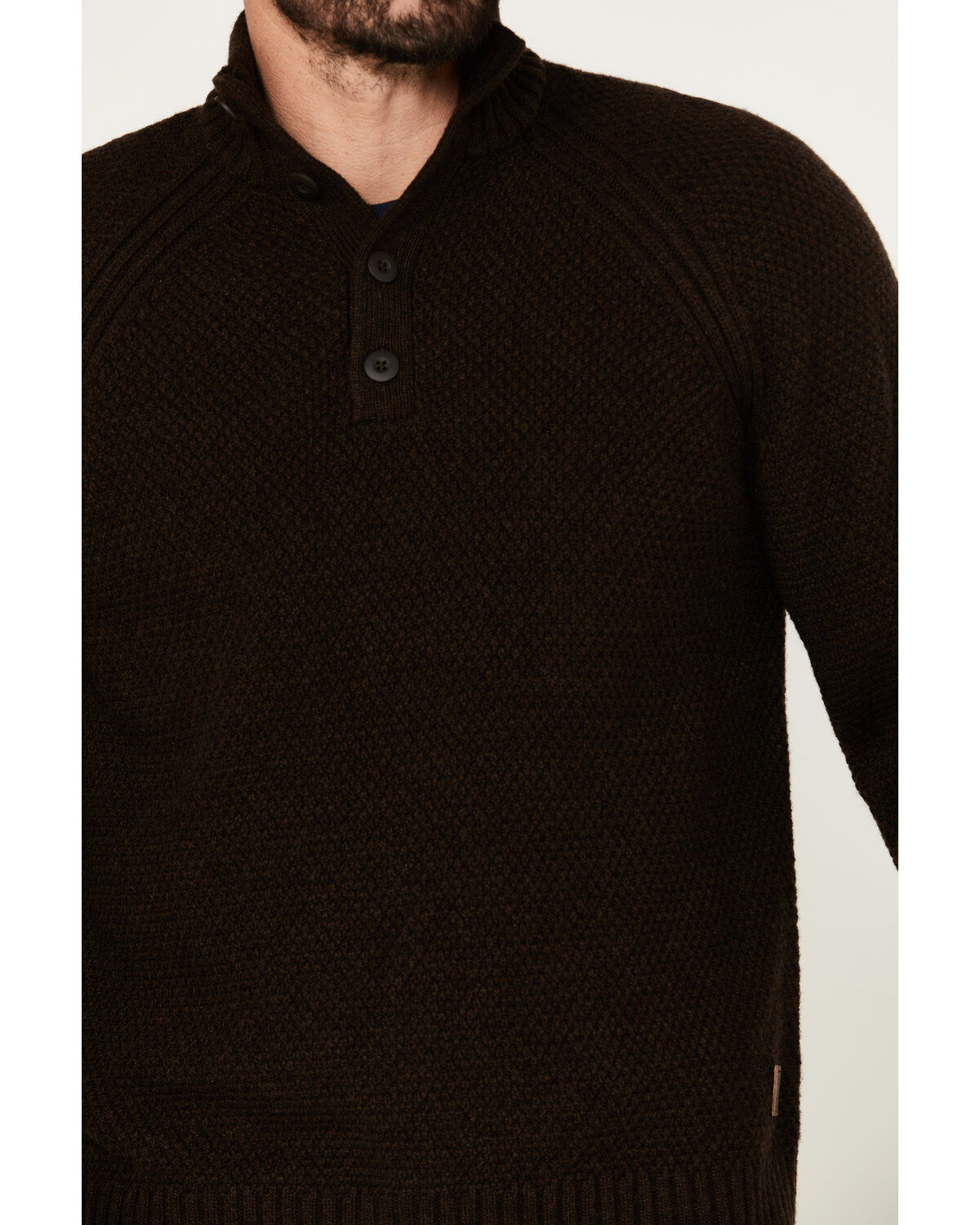 Brothers and Sons Men's Merino Donegal Button Down Mock Neck Sweater