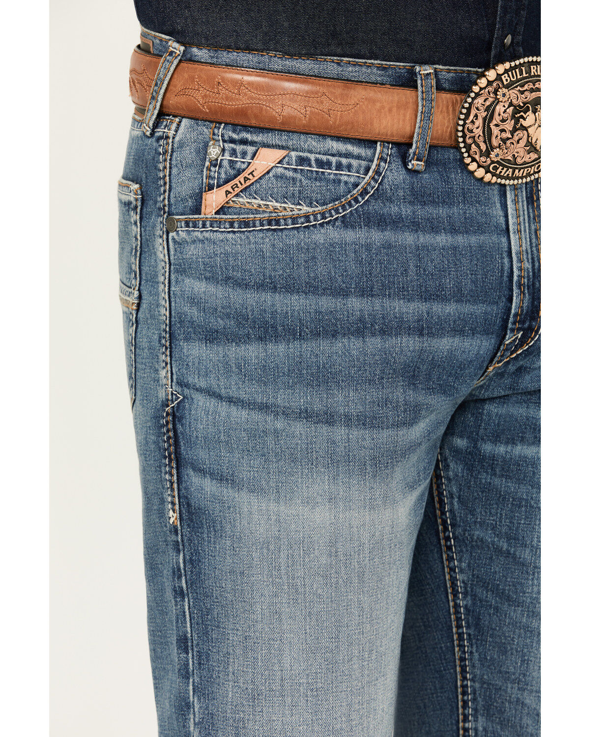 Ariat Men's M4 Soquel Sebastian Medium Wash Relaxed Bootcut Rigid Jeans - Big