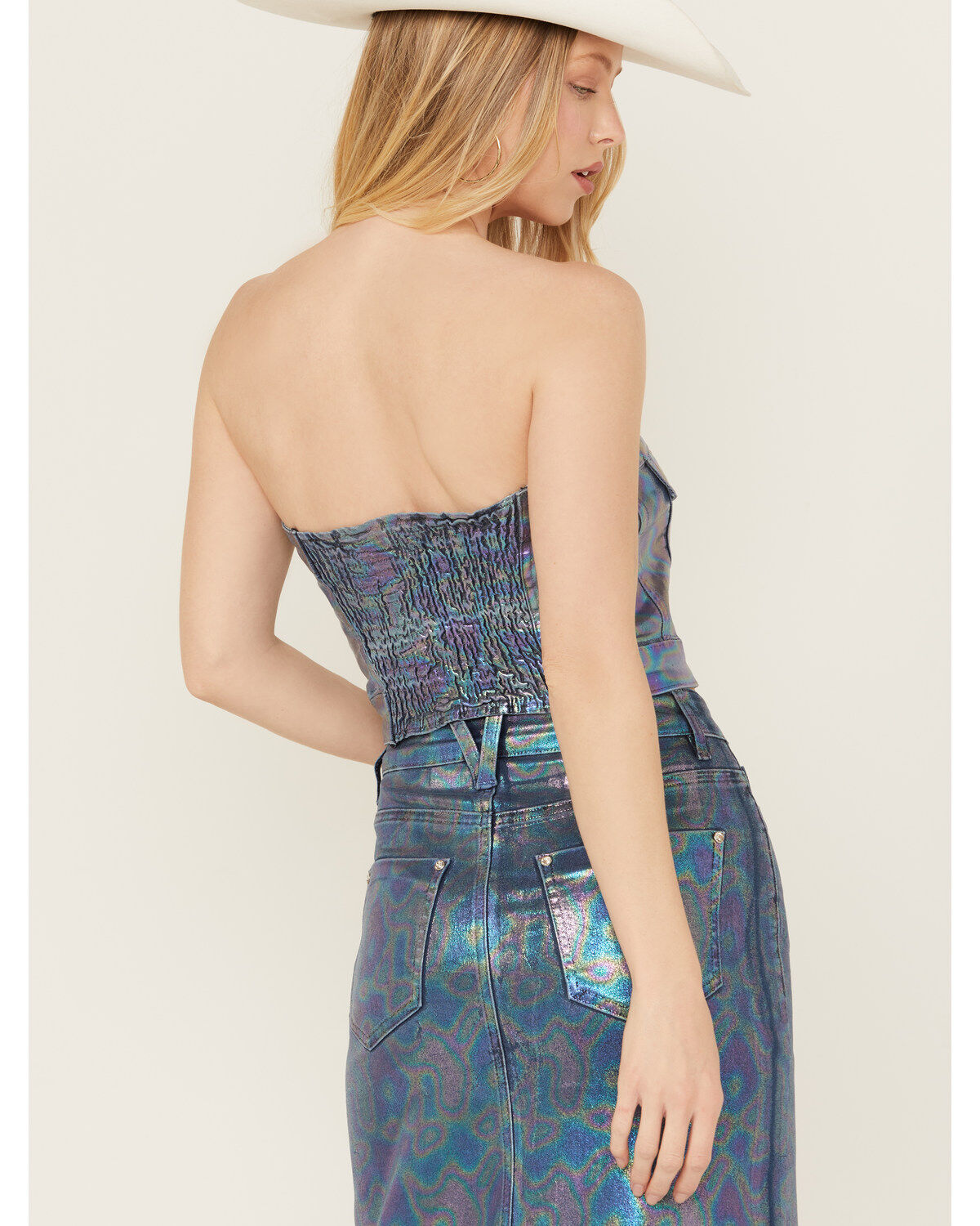 Vibrant Denim Women's Iridescent Tube Top