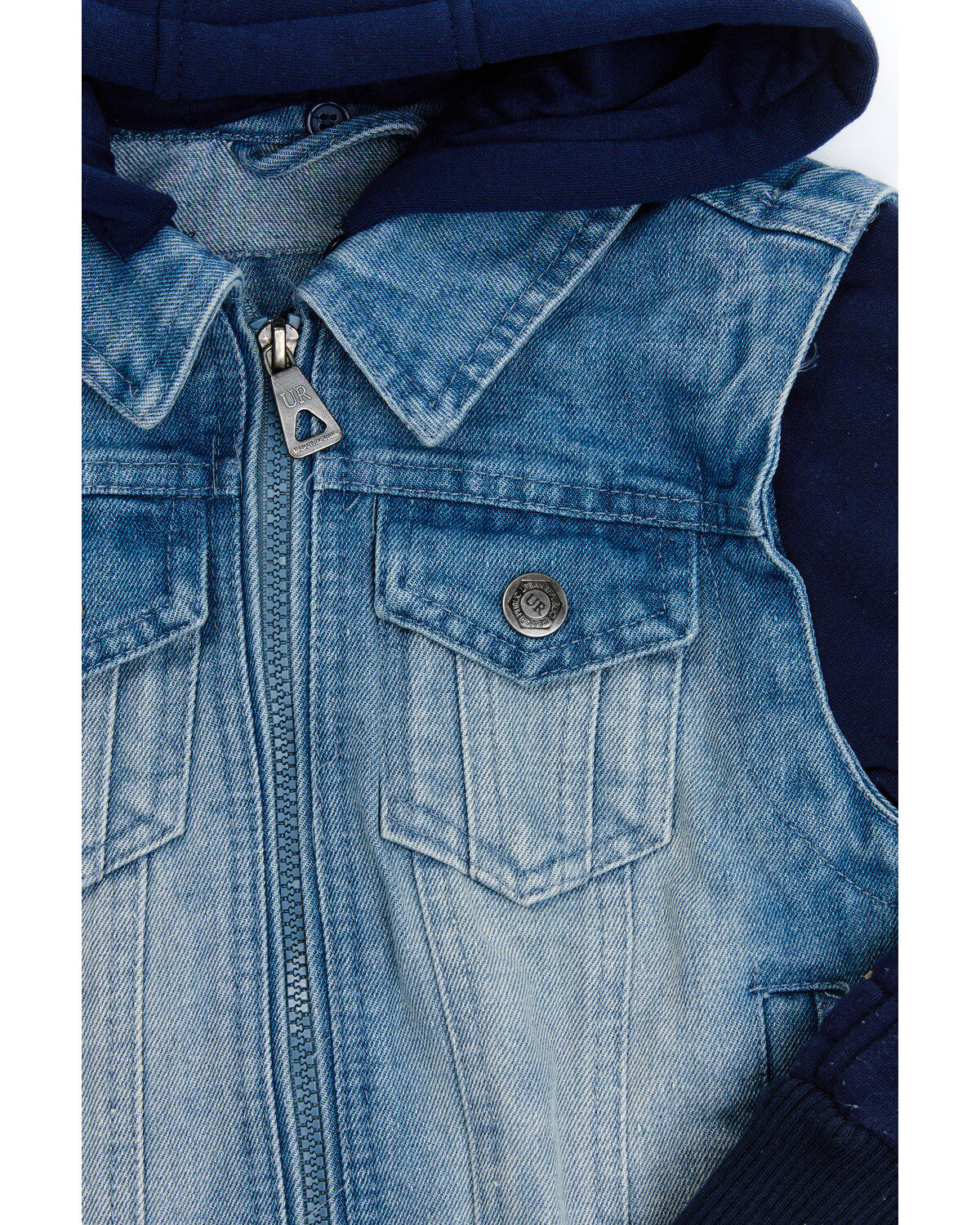 Urban Republic Boys' Denim Vest Layered Jacket