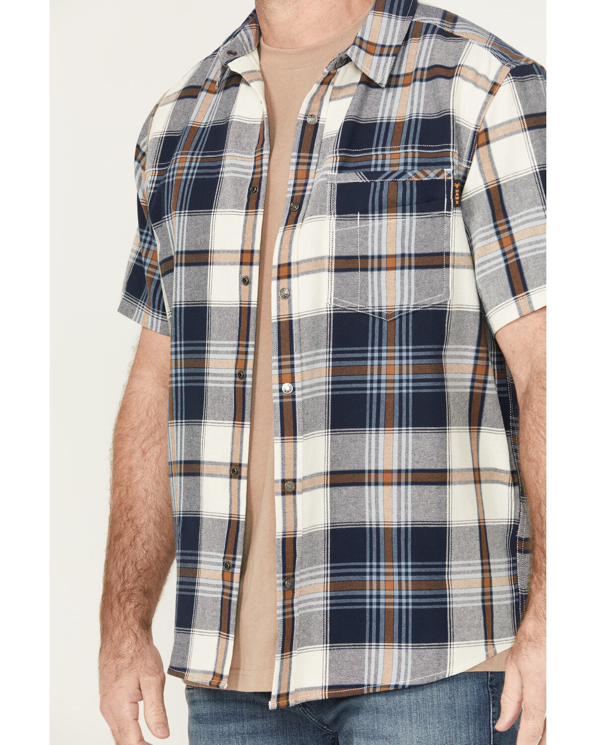 Hawx Men's Hedgerow Plaid Print Short Sleeve Snap Work Shirt