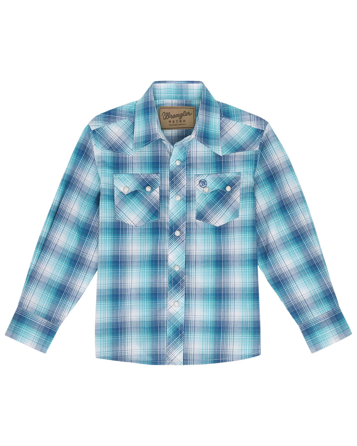 Wrangler Retro Boys' Plaid Print Long Sleeve Snap Western Shirt