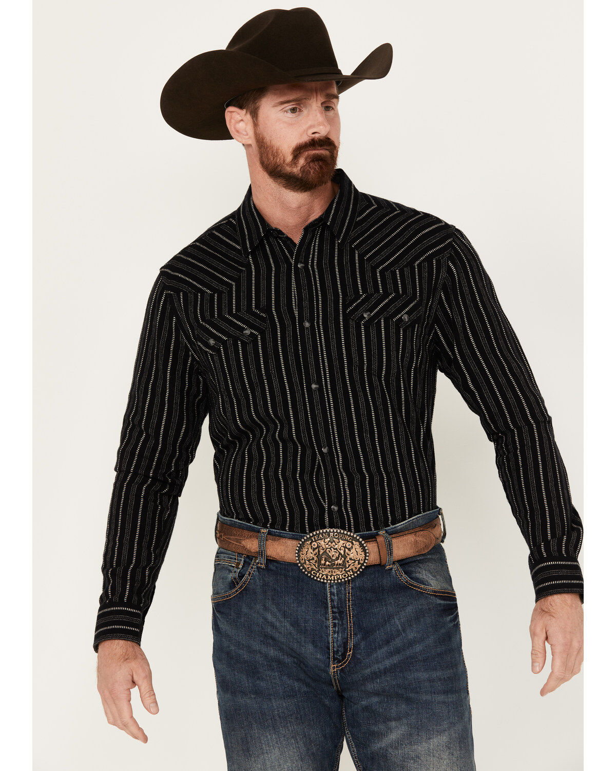 Moonshine Spirit Men's Tuner Striped Long Sleeve Snap Flannel Shirt