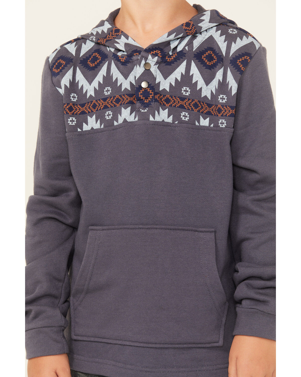 Rock & Roll Denim Boys' Southwestern Print Long Sleeve Hooded Pullover