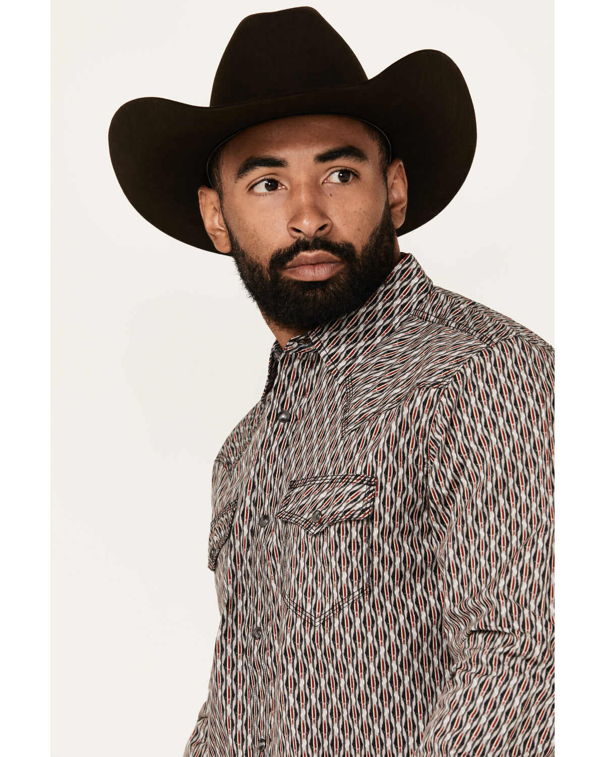 Moonshine Spirit Men's Sunset Geo Print Long Sleeve Snap Western Shirt