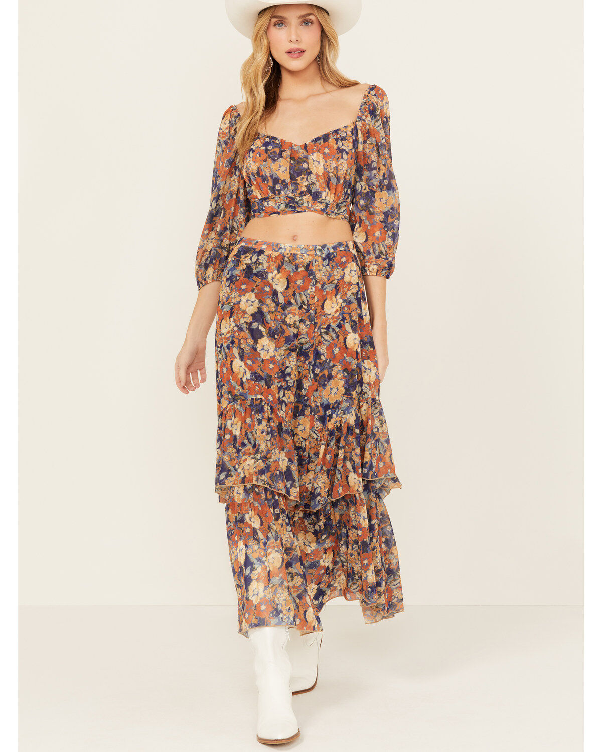 Beyond The Radar Women's Floral Print Tiered Maxi Skirt