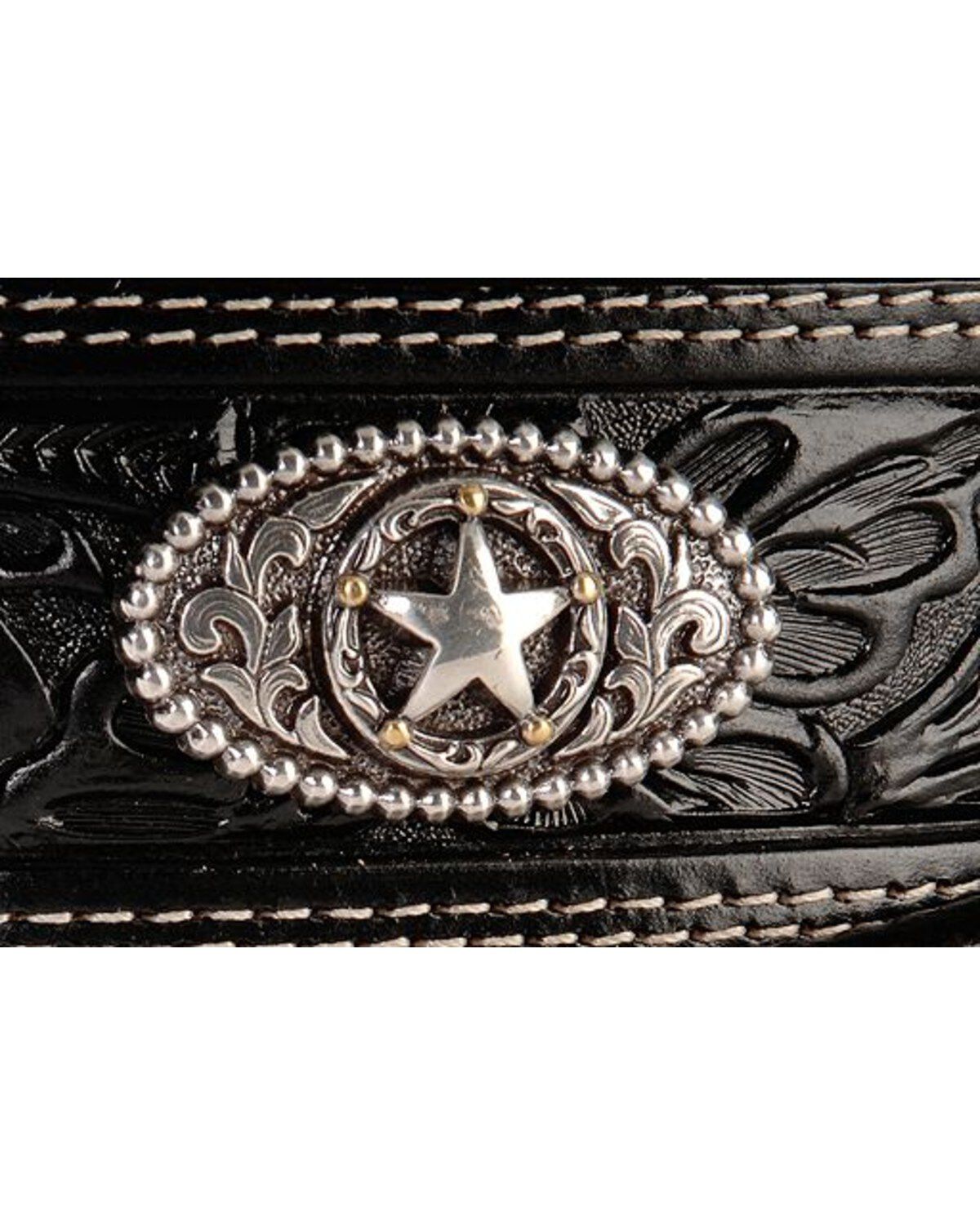 Justin Men's Black Silver Stars Embossed Belt