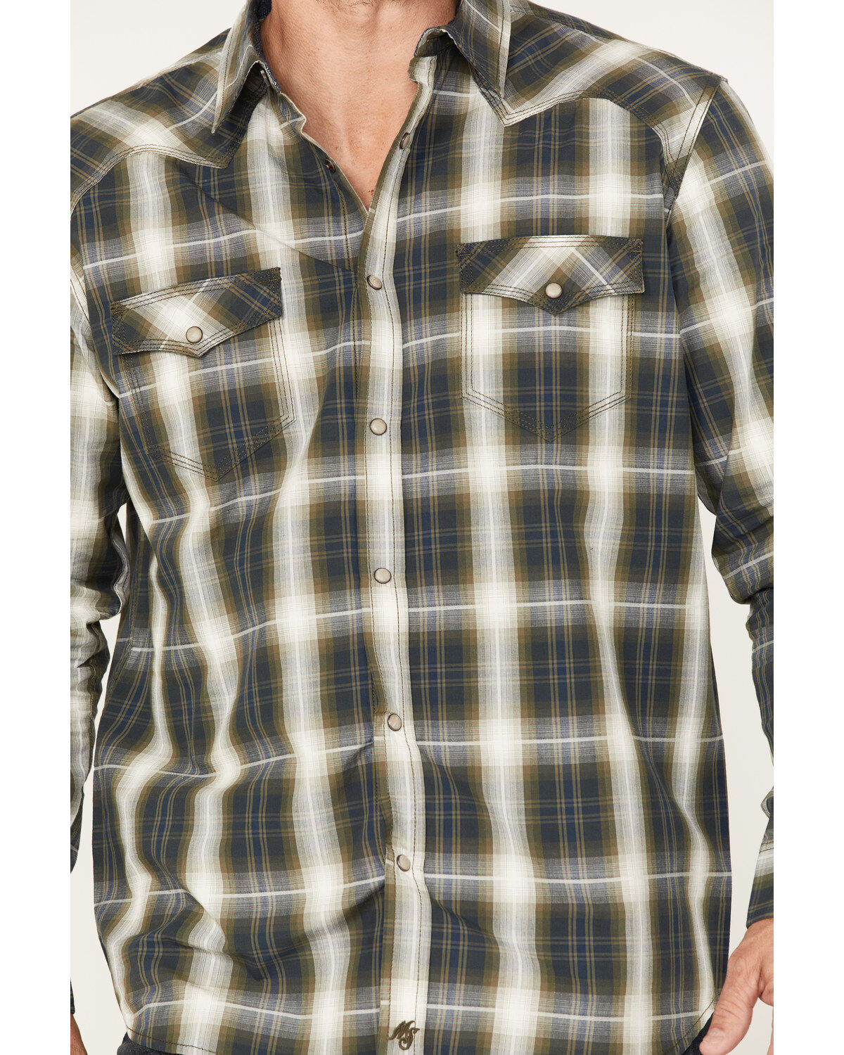 Moonshine Spirit Men's All Day Long Large Plaid Snap Western Shirt