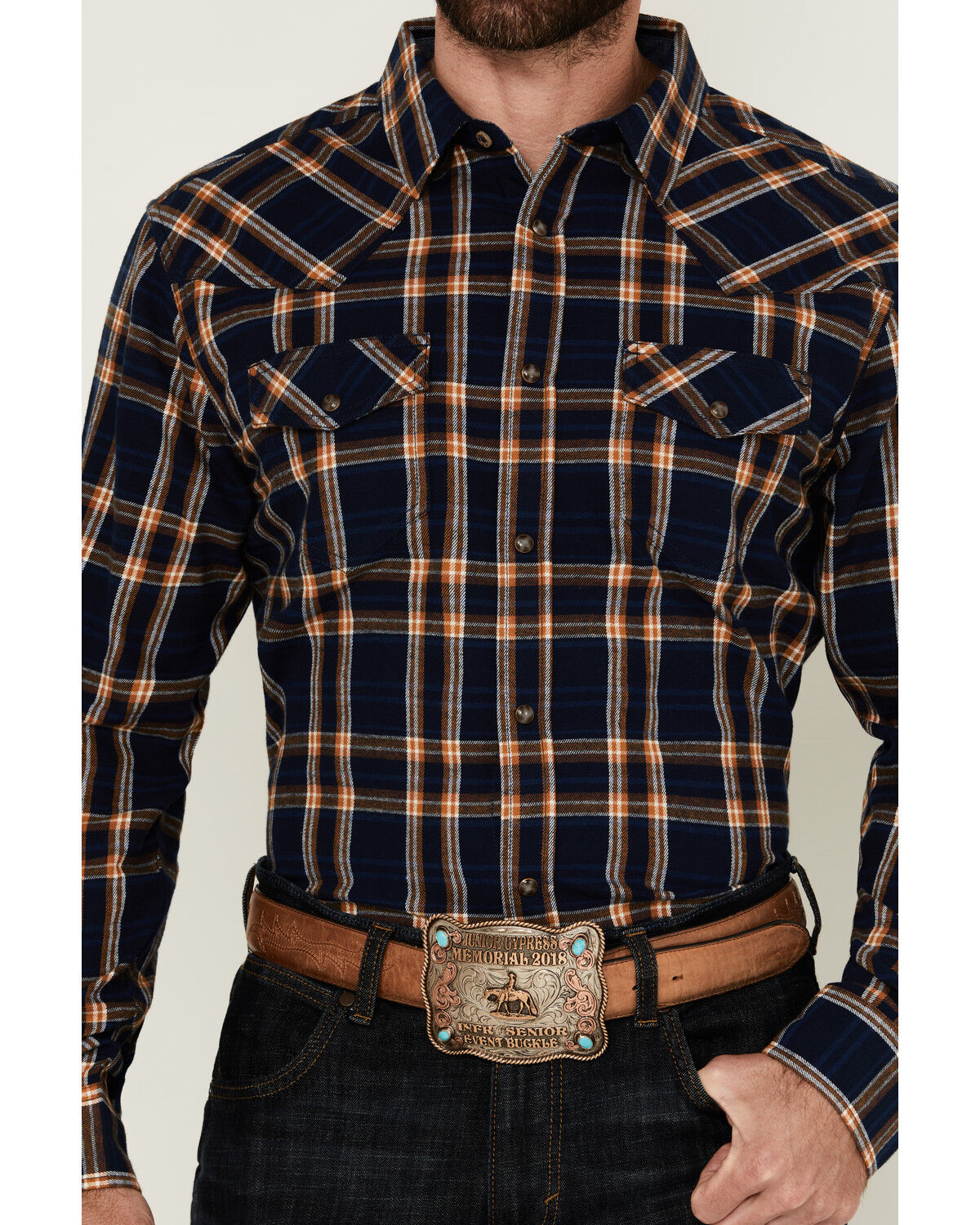 Cody James Men's Tombstone Plaid Print Long Sleeve Snap Western Shirt