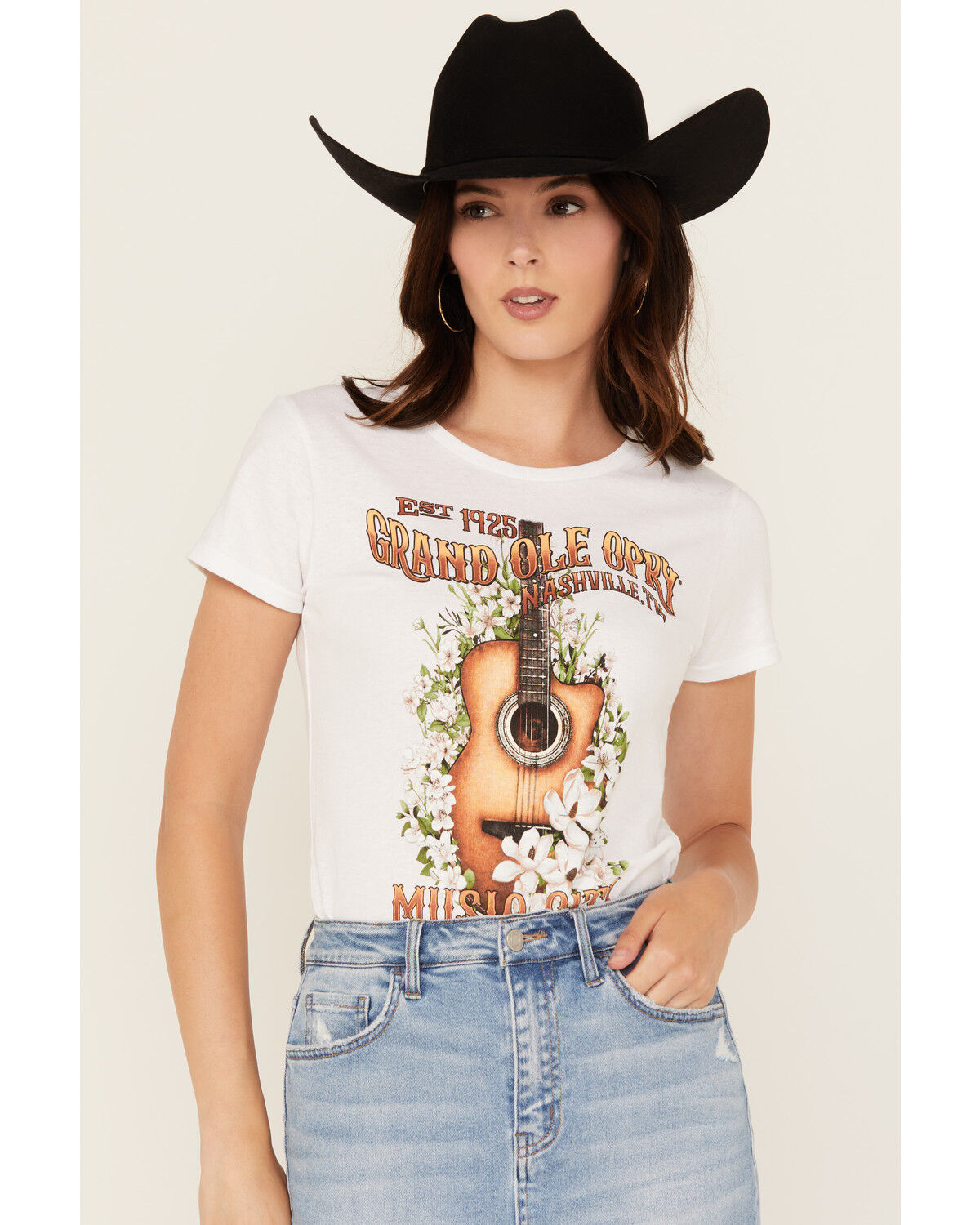 Changes Women's Grand Ole Opry Guitar Flowers Short Sleeve Graphic Tee