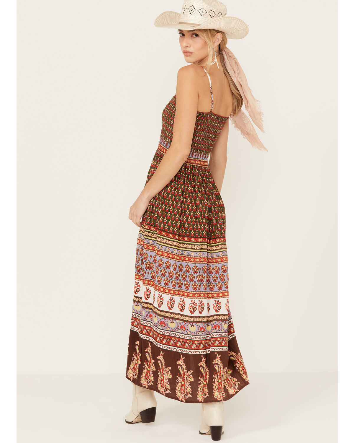 Shyanne Women's Border Print Smocked Maxi Dress