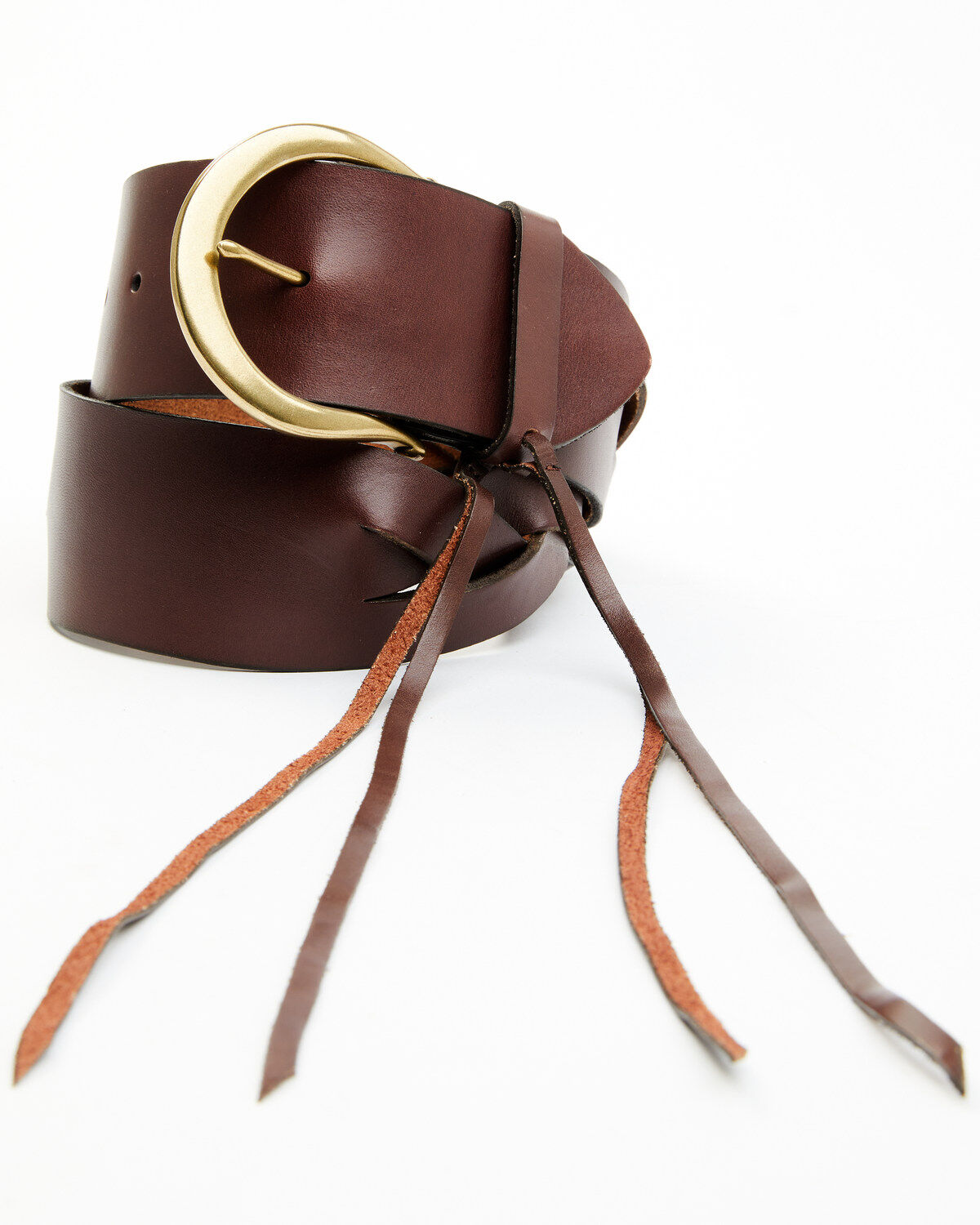 Cleo + Wolf Women's Brown Braided Fringe Belt