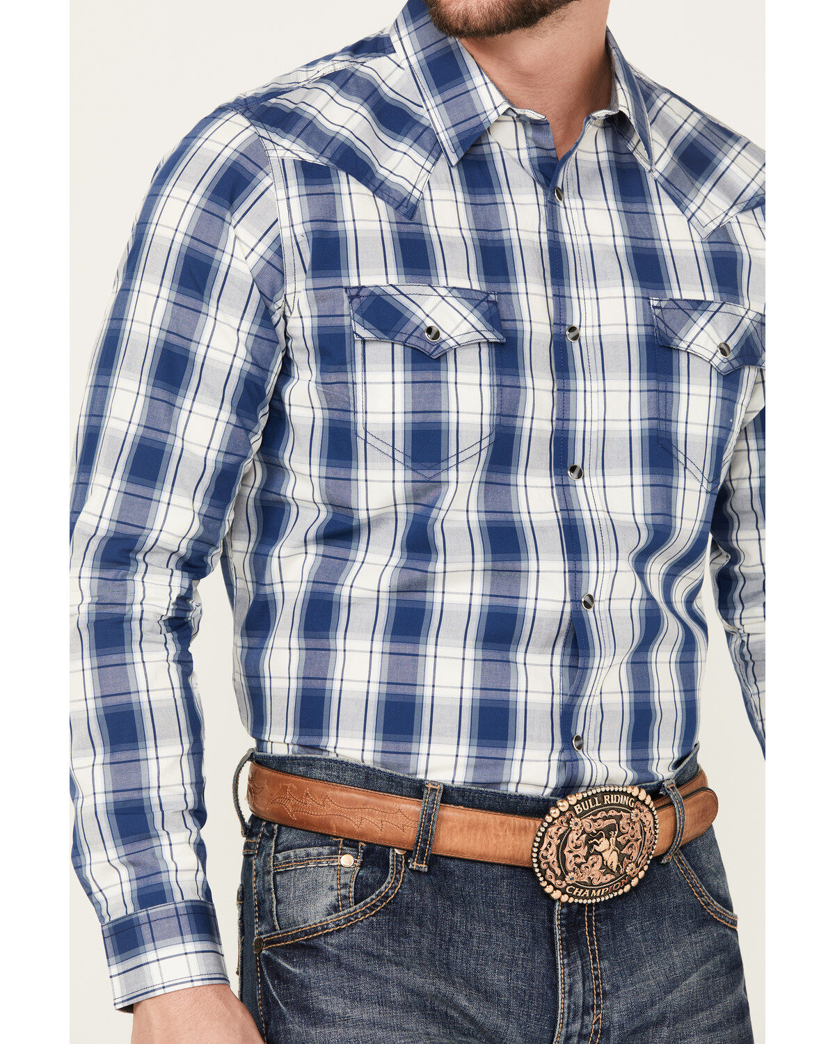 Cody James Men's Barrel Plaid Print Long Sleeve Snap Western Shirt