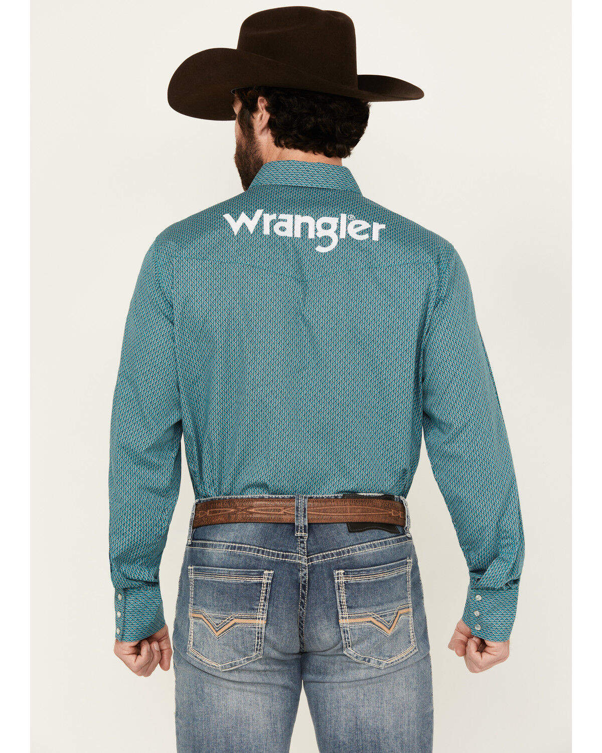 Wrangler Men's Logo Geo Print Long Sleeve Snap Western Shirt