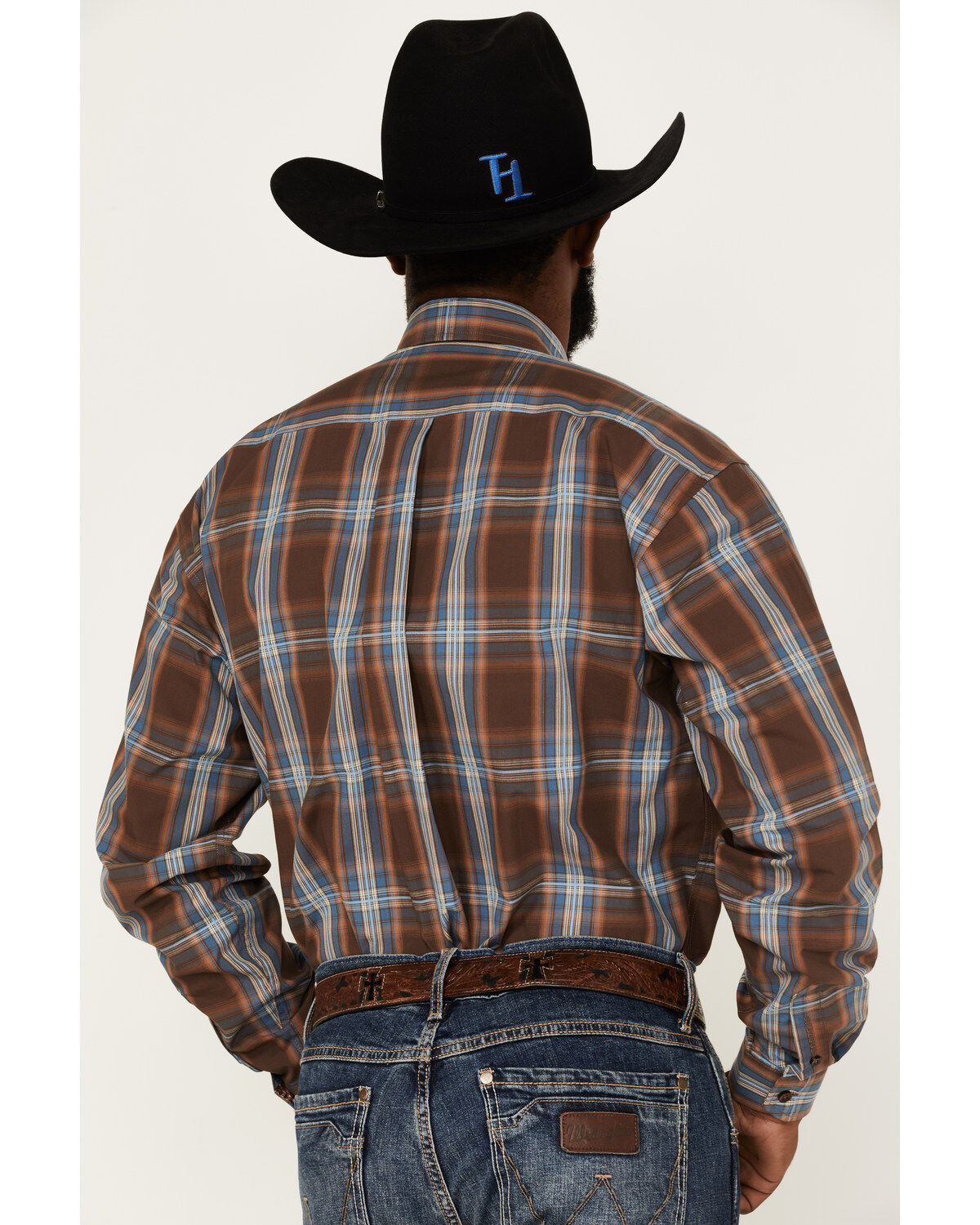 Stetson Men's Large Plaid Print Long Sleeve Button Down Shirt