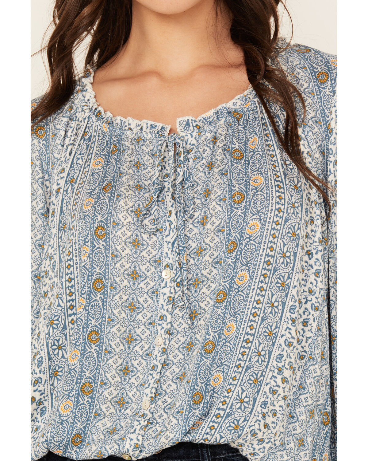 Wild Moss Women's Striped Button-Down Long Sleeve Top