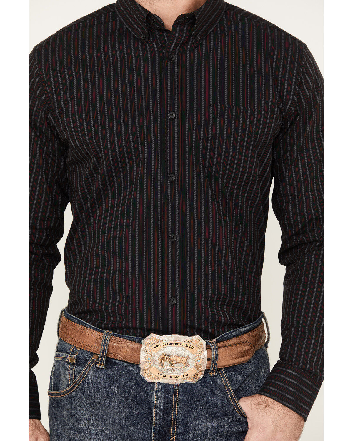 Cody James Men's Racer Striped Long Sleeve Button-Down Stretch Western Shirt