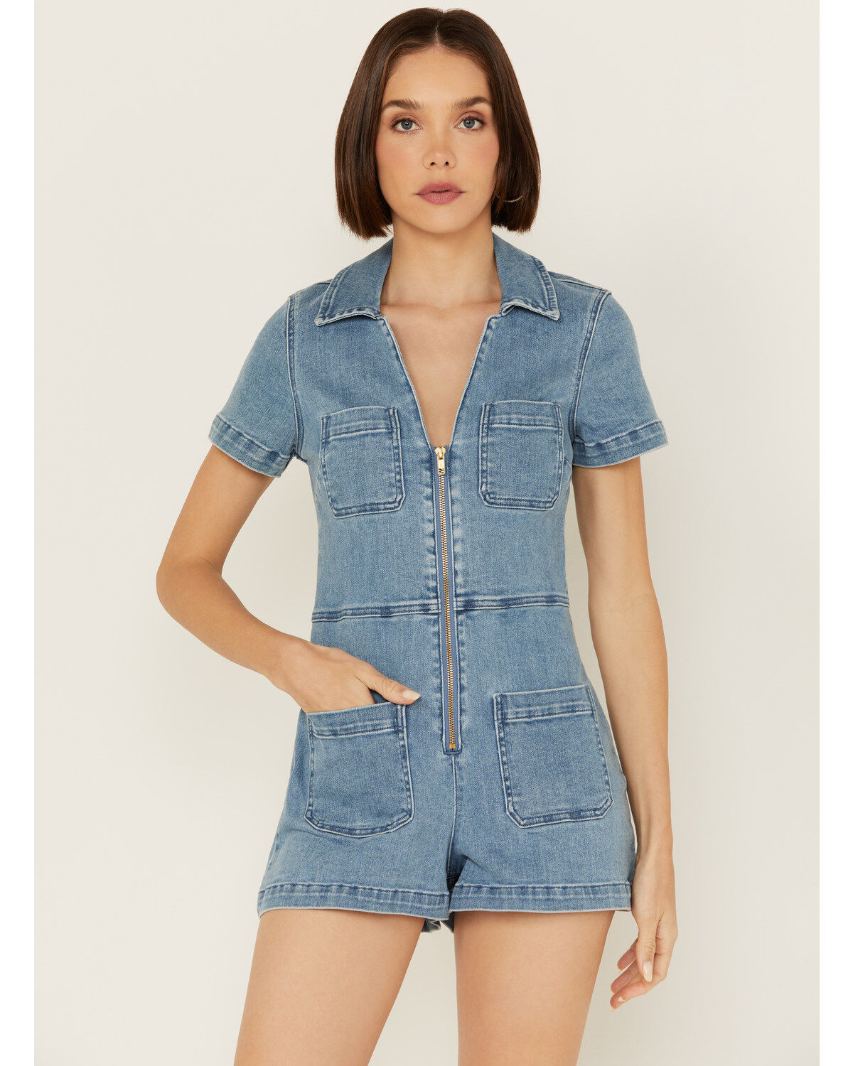 Show Me Your Mumu Women's Short Sleeve Zip Romper