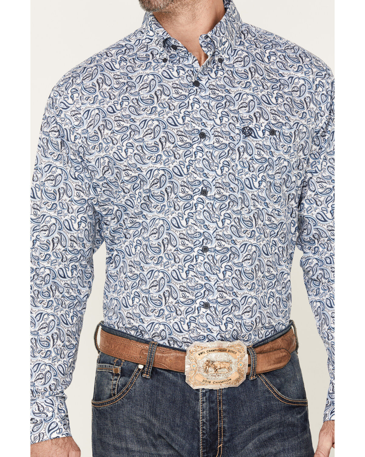 George Strait by Wrangler Paisley Print Long Sleeve Button-Down Western Shirt