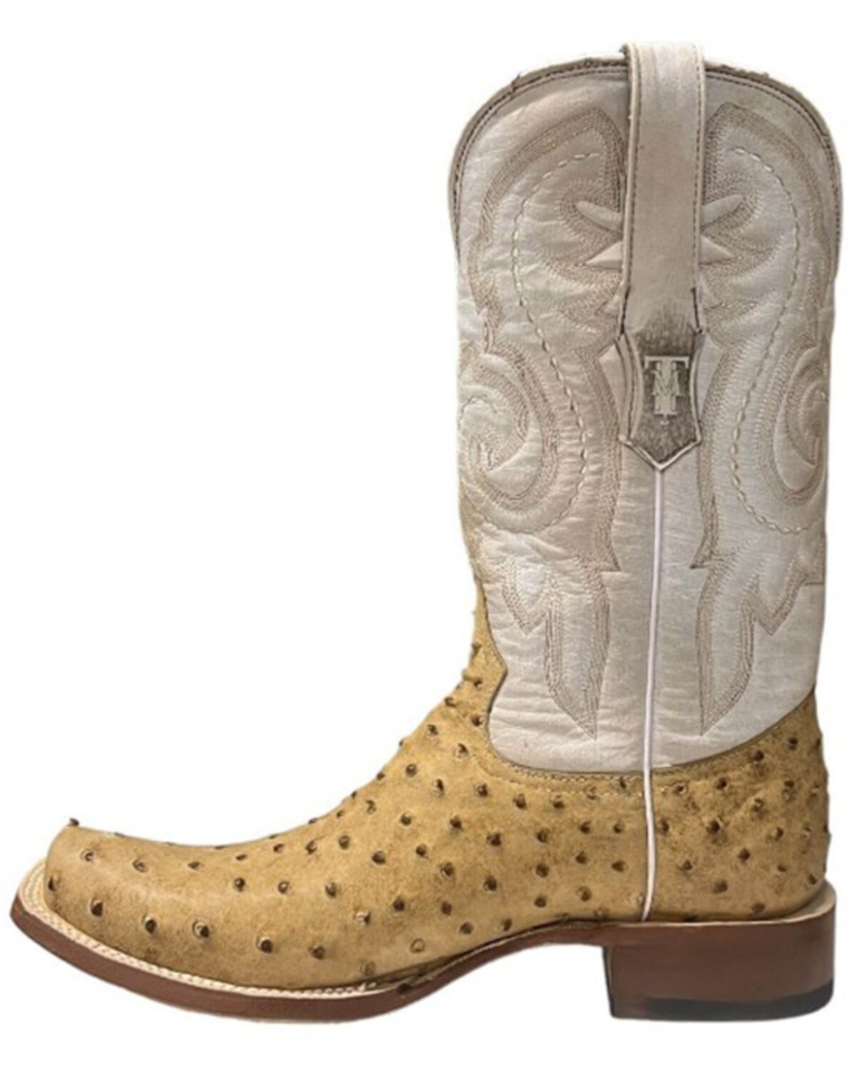 Tanner Mark Men's Ostrich Print Western Boots - Square Toe