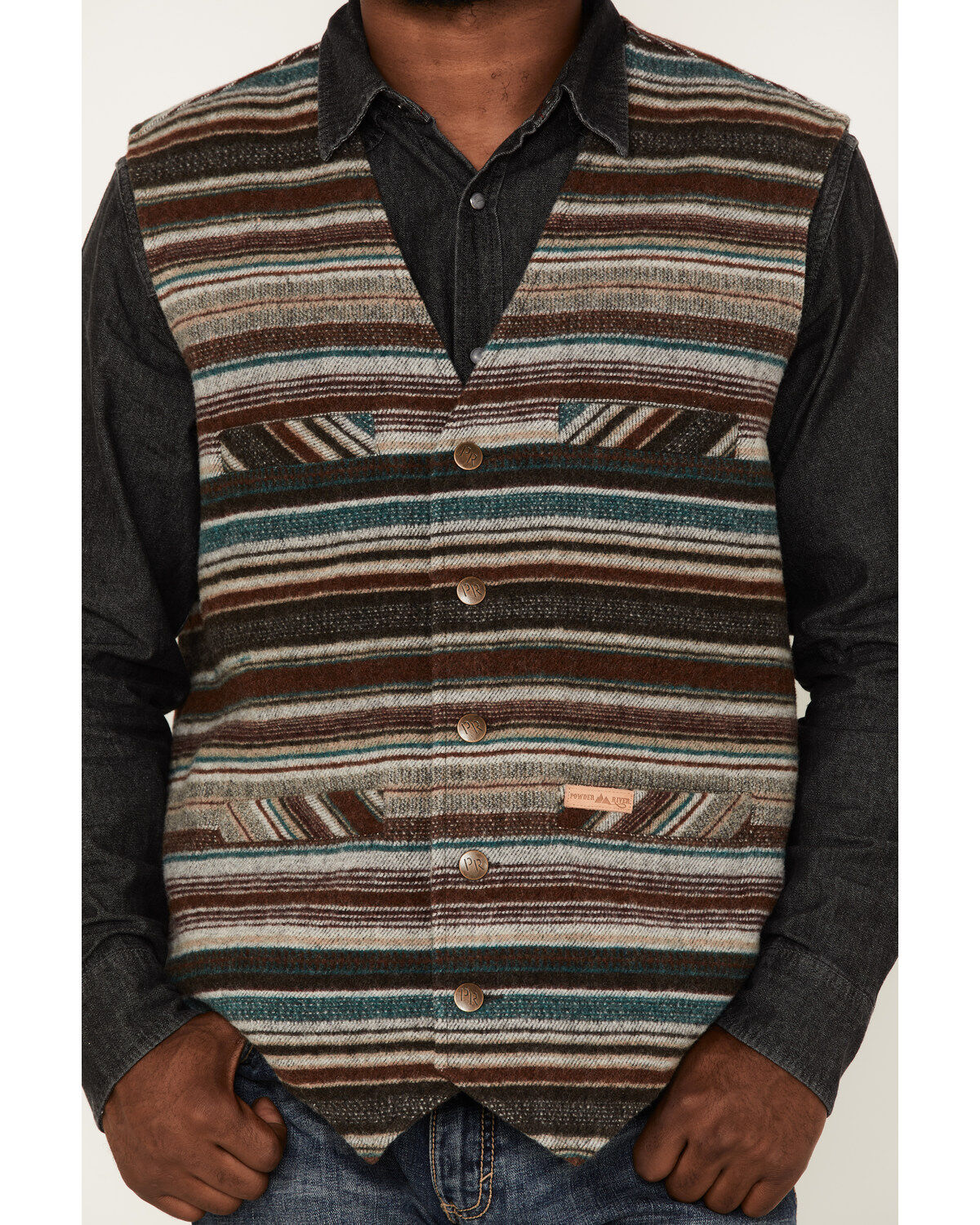 Powder River Outfitters Men's Serape Stripe Print Wool Vest