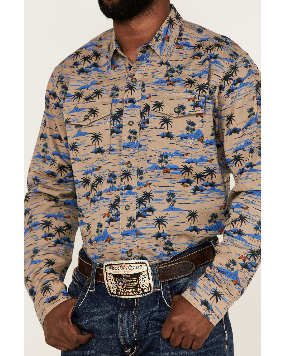 Ariat Men's Hart Retro Tropical Print Long Sleeve Snap Western Shirt