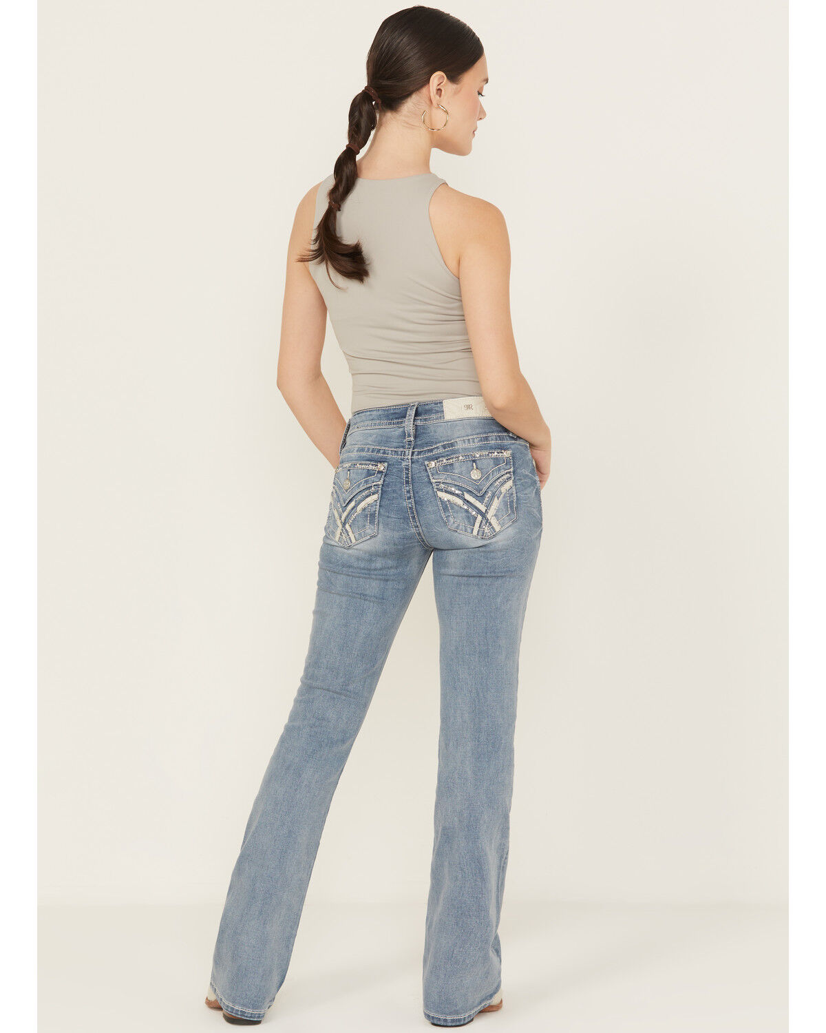Miss Me Women's Medium Wash Mid Rise Bootcut Stretch Denim Jeans