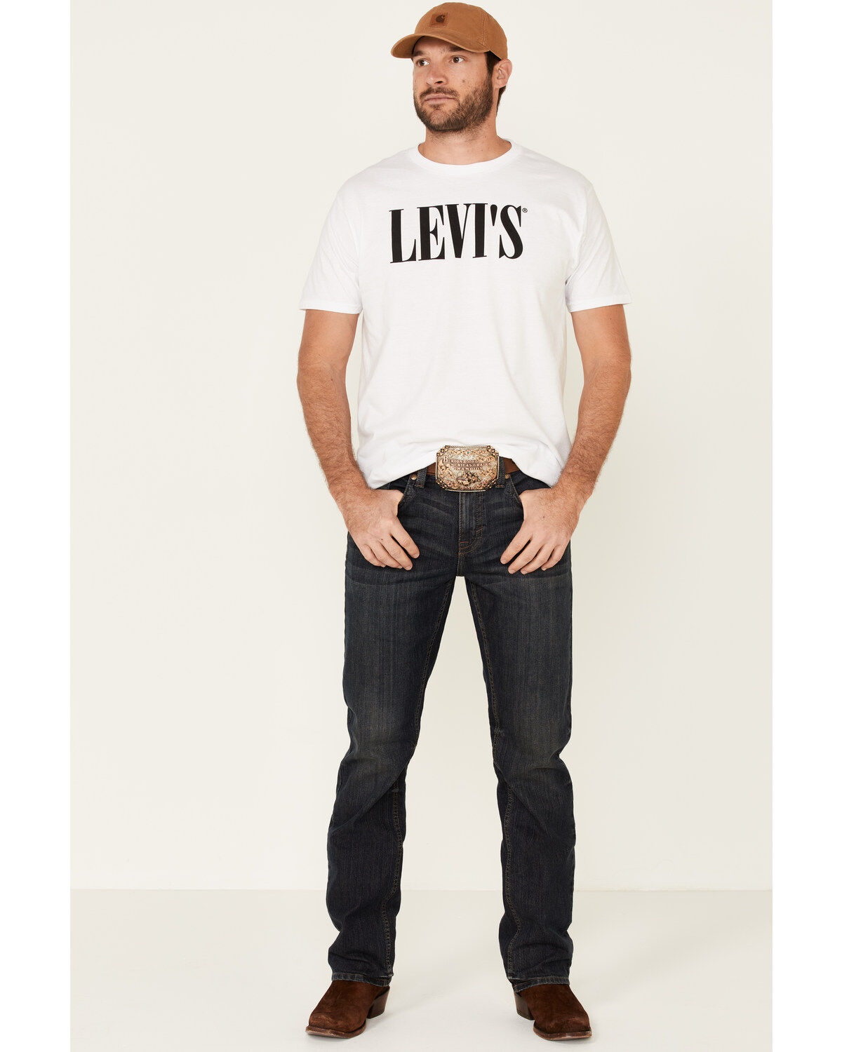 Levi's Men's White Serif Logo Graphic T-Shirt