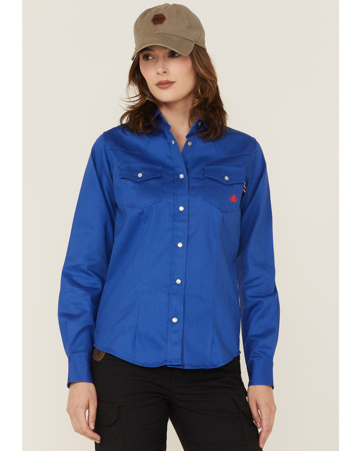 Forge Workwear Women's FR Solid Long Sleeve Snap Stretch Work Shirt
