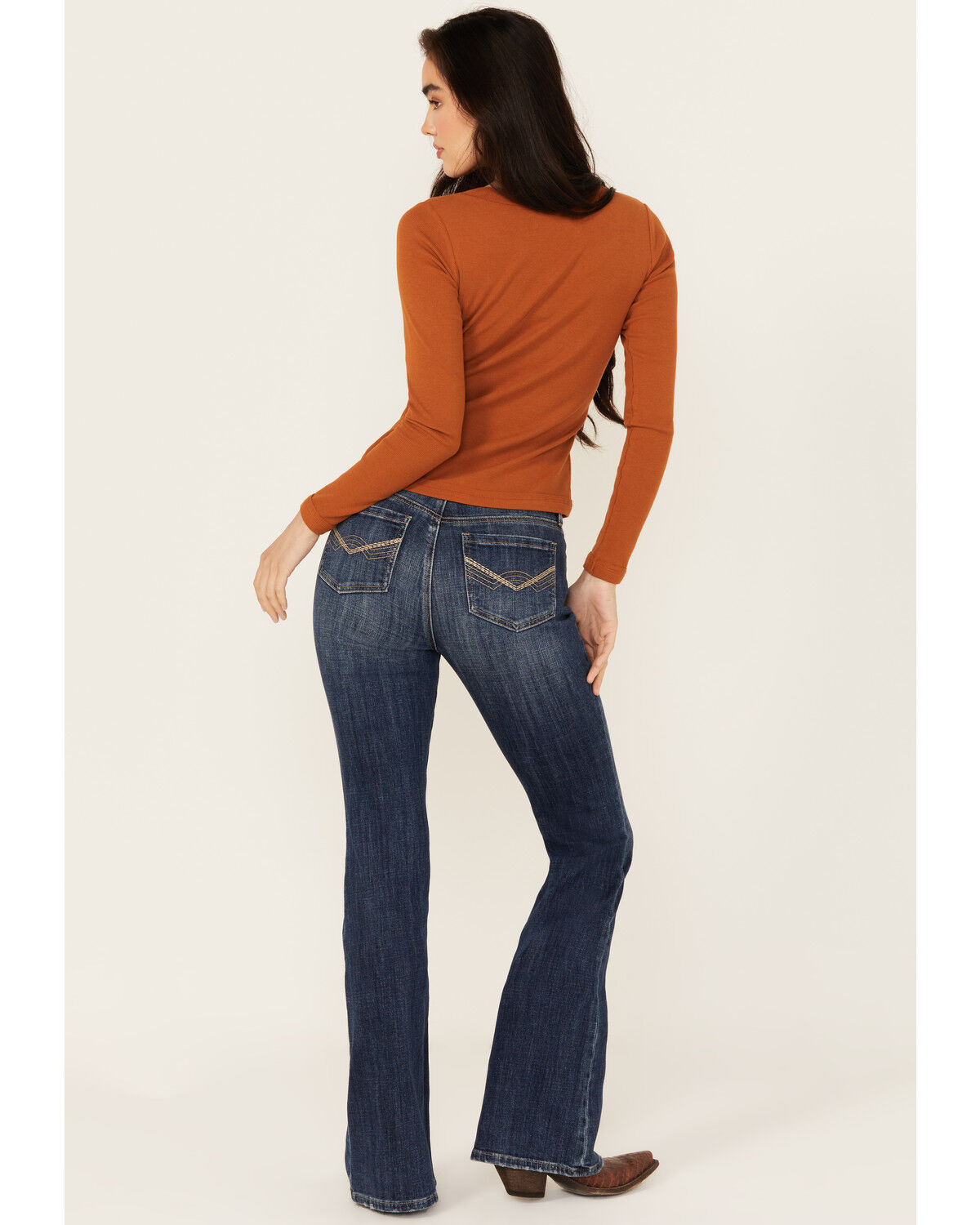 Idyllwind Women's Vistaview Medium Wash Embroidered Flare Stretch Denim Jeans