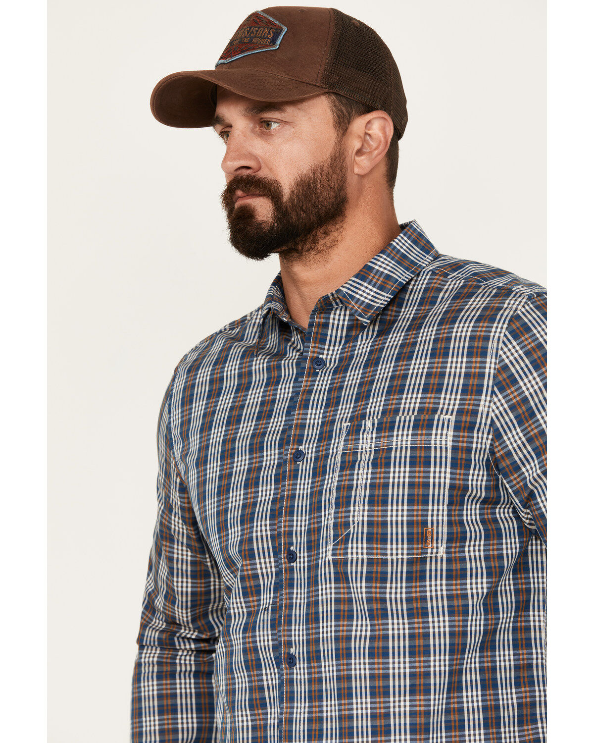 Brothers and Sons Men's Marietta Plaid Print Long Sleeve Button Down Performance Western Shirt
