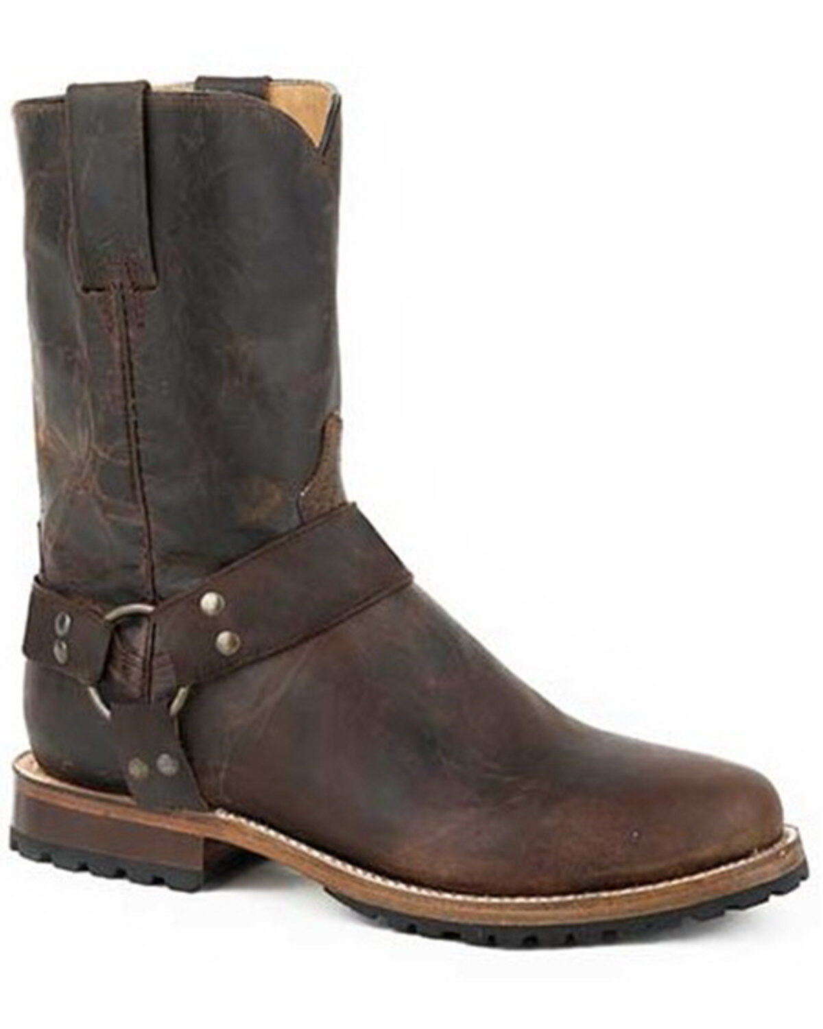 Stetson Men's Puncher Harness Oily Goat Moto Boots - Round Toe