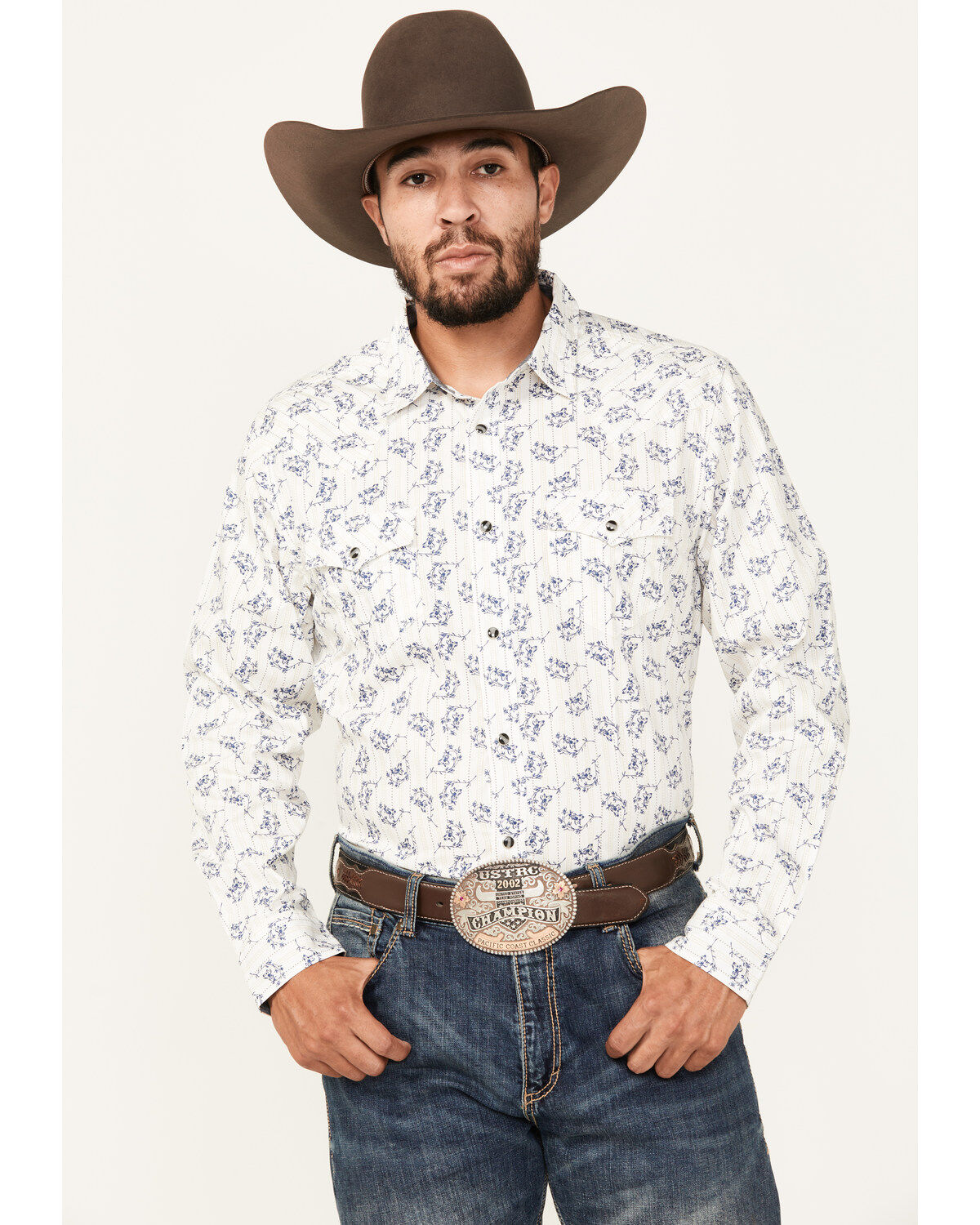 Cody James Men's Axle Floral Print Long Sleeve Snap Western Shirt