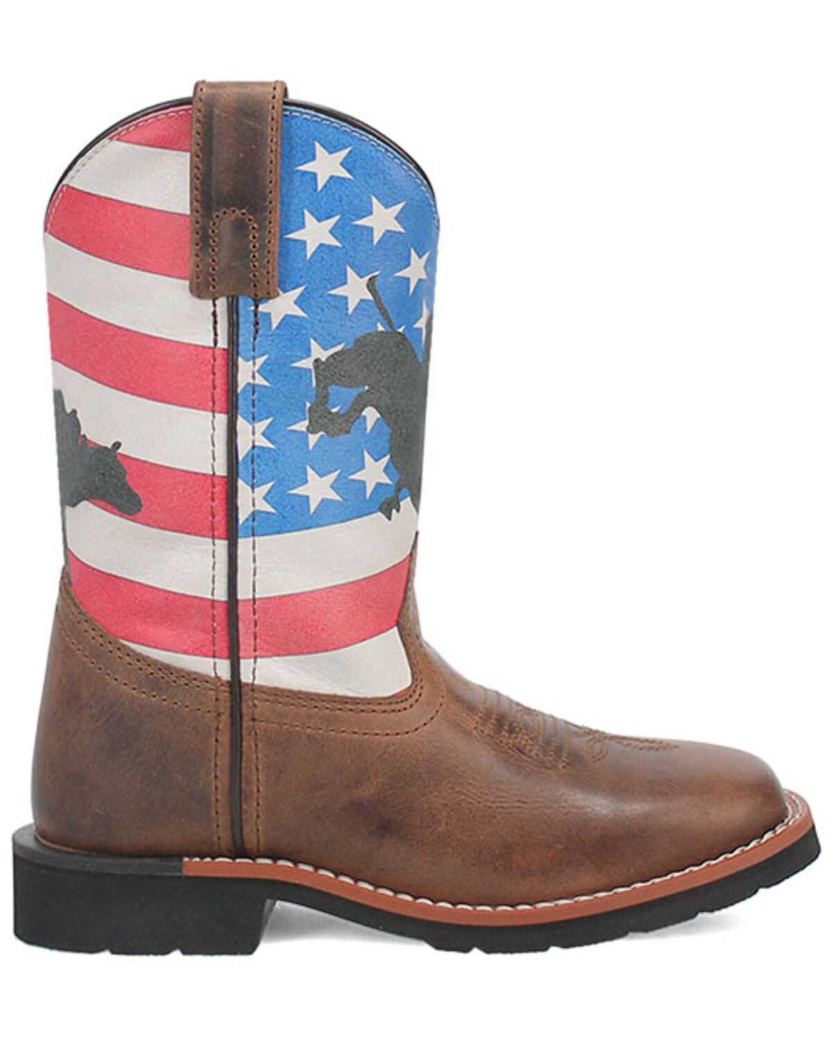 Dan Post Little Boys' Buckin' Around in the Buck Patriotic Western Boots - Broad Square Toe