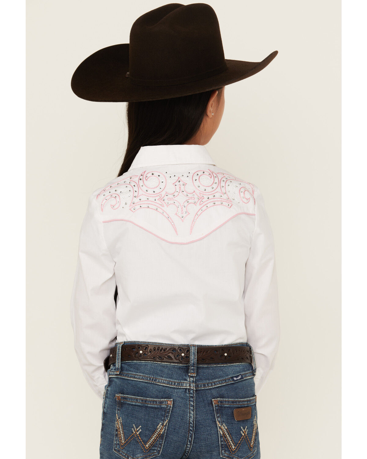 Rodeo Clothing Girls' Bedazzled Long Sleeve Pearl Snap Western Shirt